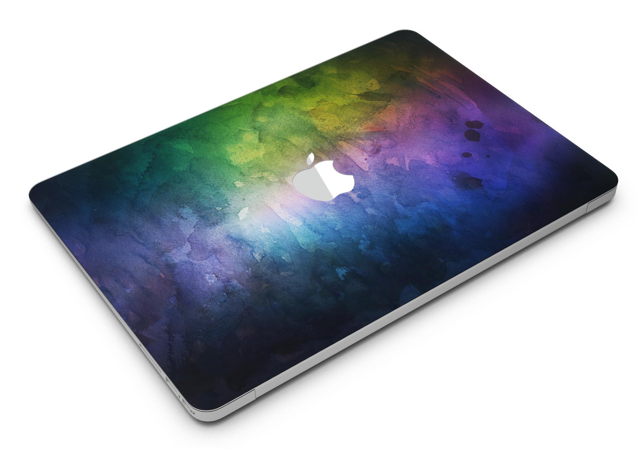 Dark 9711 Absorbed Watercolor Texture MacBook Air Skin Kit showcasing vibrant colors and premium vinyl material.