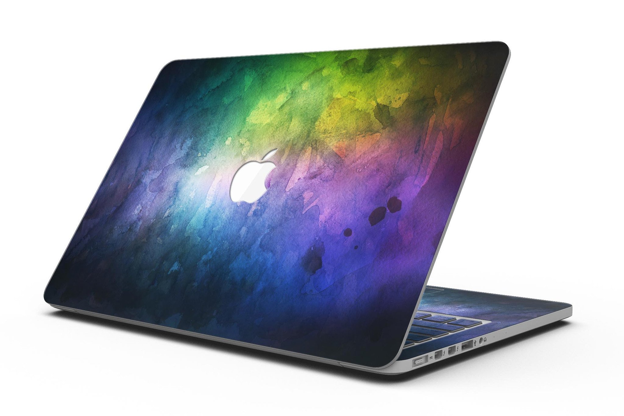 Dark 9711 Absorbed Watercolor Texture skin for MacBook Pro with Retina, showcasing vibrant colors and a sleek design.