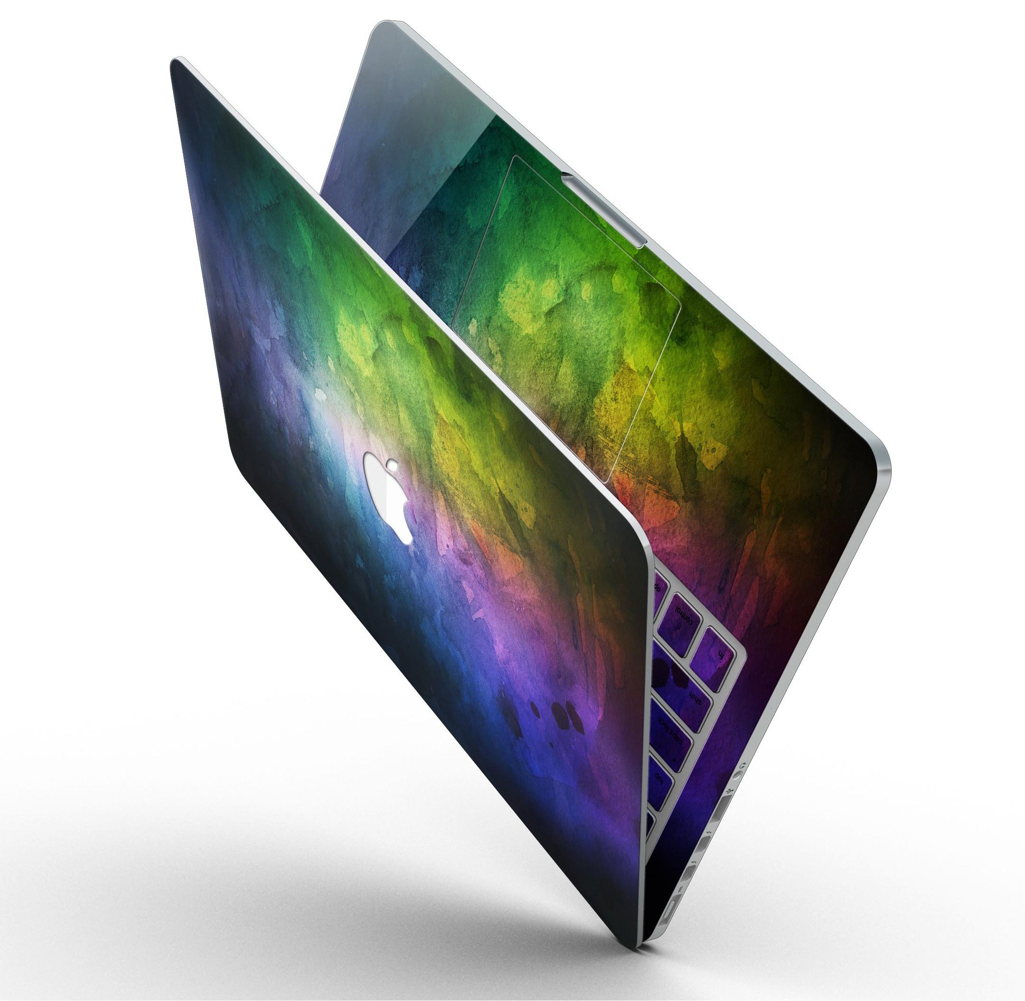 Dark 9711 Absorbed Watercolor Texture skin for MacBook Pro with Retina, showcasing vibrant colors and a sleek design.