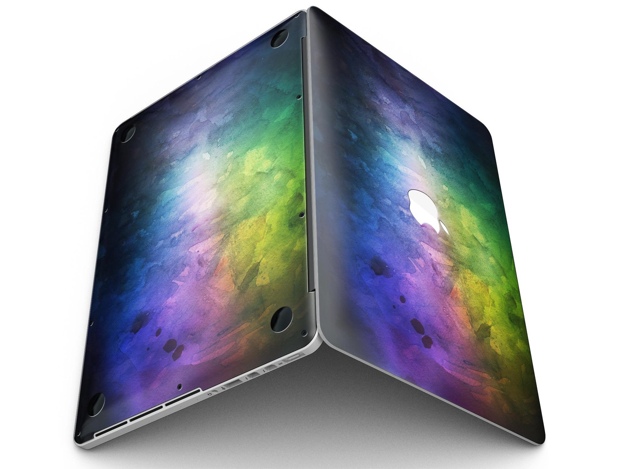 Dark 9711 Absorbed Watercolor Texture skin for MacBook Pro with Retina, showcasing vibrant colors and a sleek design.