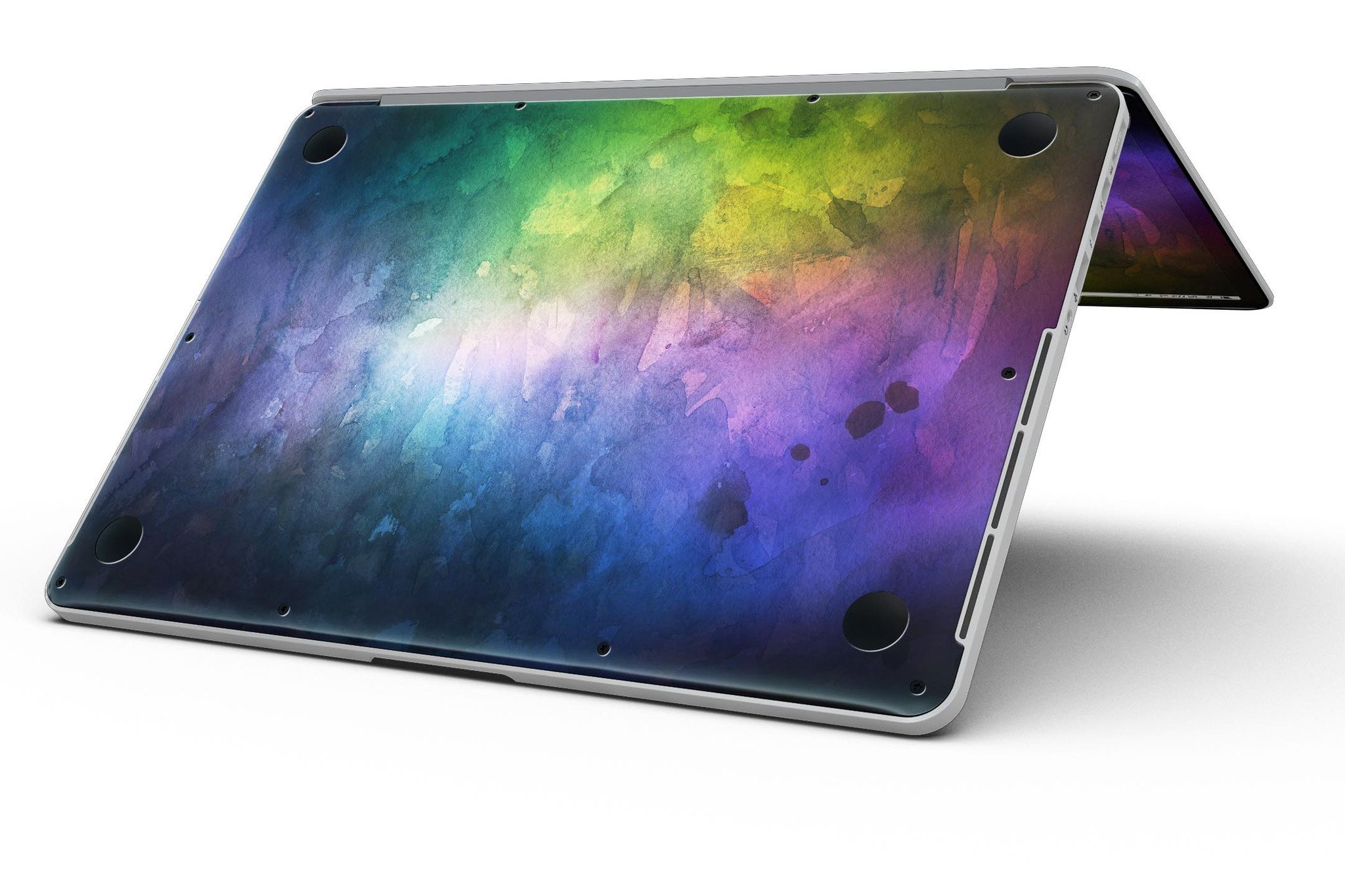 Dark 9711 Absorbed Watercolor Texture skin for MacBook Pro with Retina, showcasing vibrant colors and a sleek design.