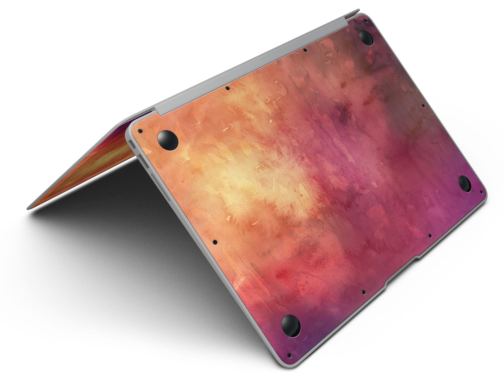 Dark 9797 Absorbed Watercolor Texture MacBook Air Skin Kit showcasing vibrant watercolor design on premium vinyl.