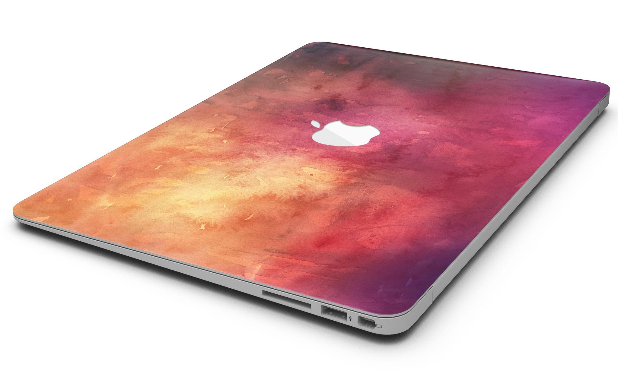 Dark 9797 Absorbed Watercolor Texture MacBook Air Skin Kit showcasing vibrant watercolor design on premium vinyl.