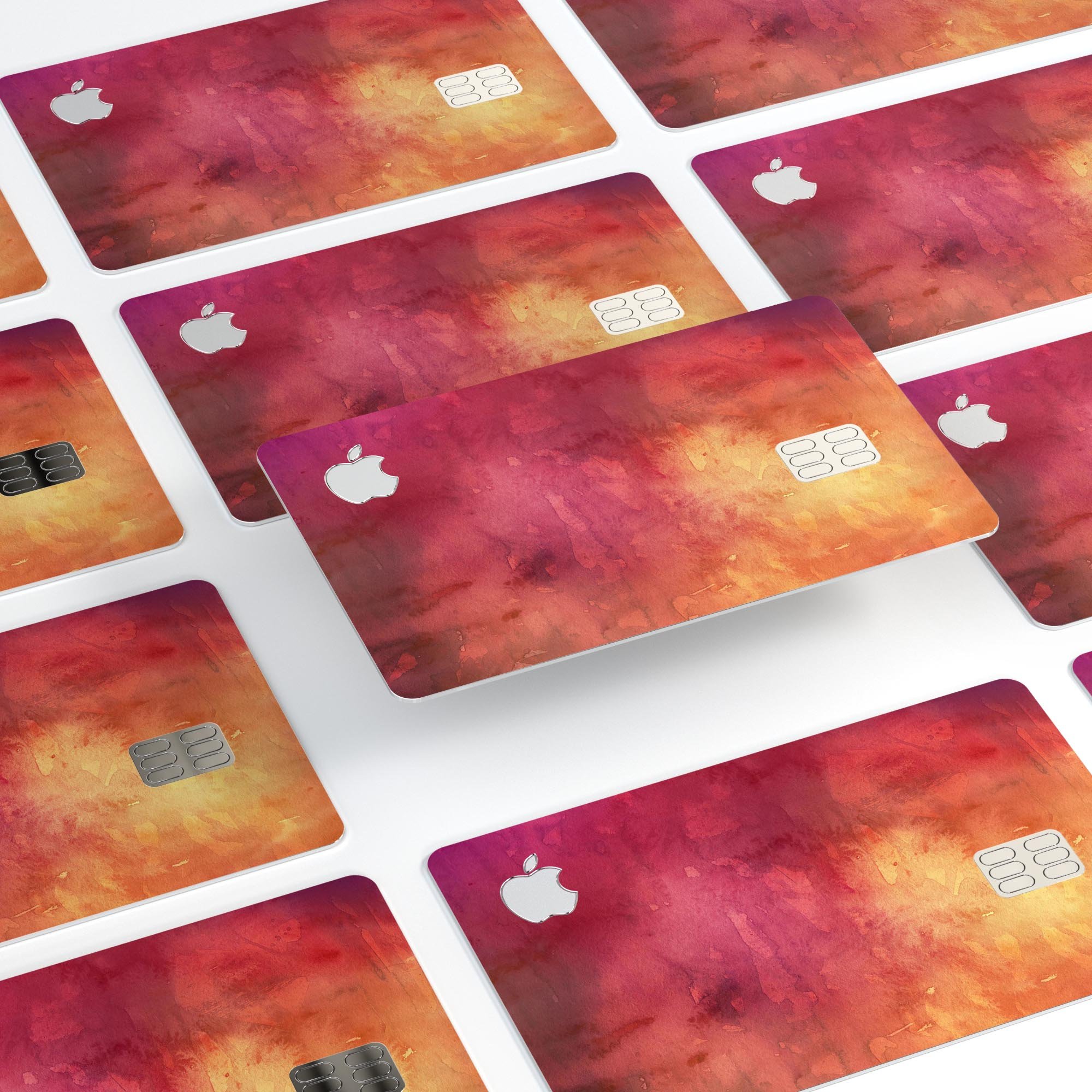 Dark 9797 Absorbed Watercolor Texture decal on an Apple Card, showcasing its premium design and protective features.