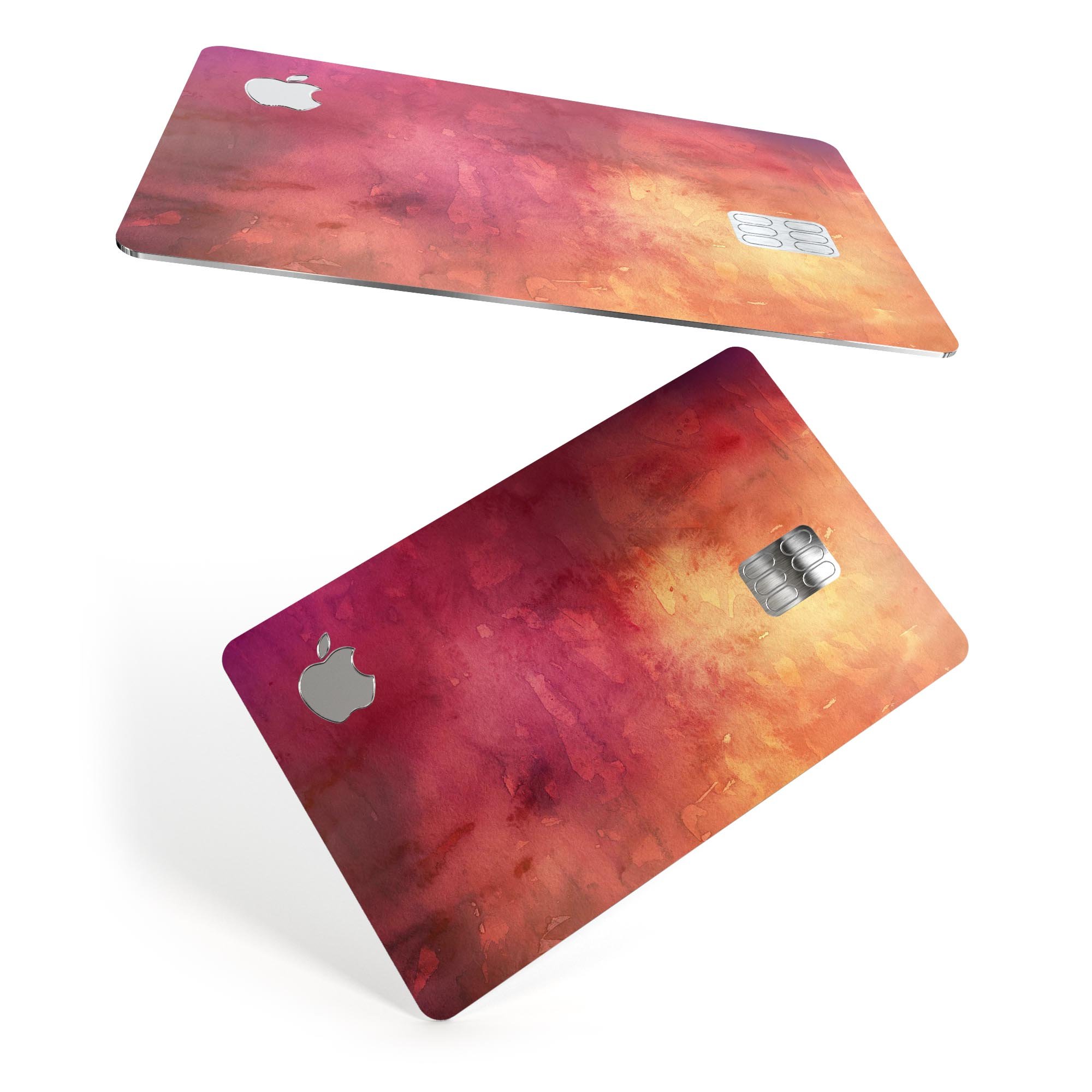 Dark 9797 Absorbed Watercolor Texture decal on an Apple Card, showcasing its premium design and protective features.