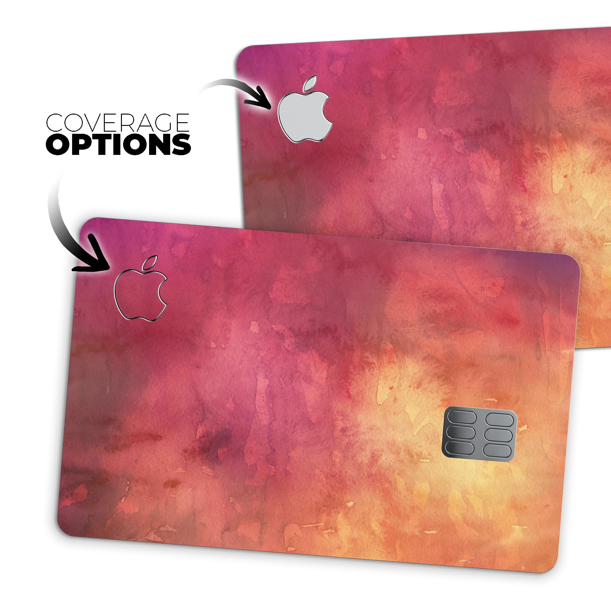 Dark 9797 Absorbed Watercolor Texture decal on an Apple Card, showcasing its premium design and protective features.