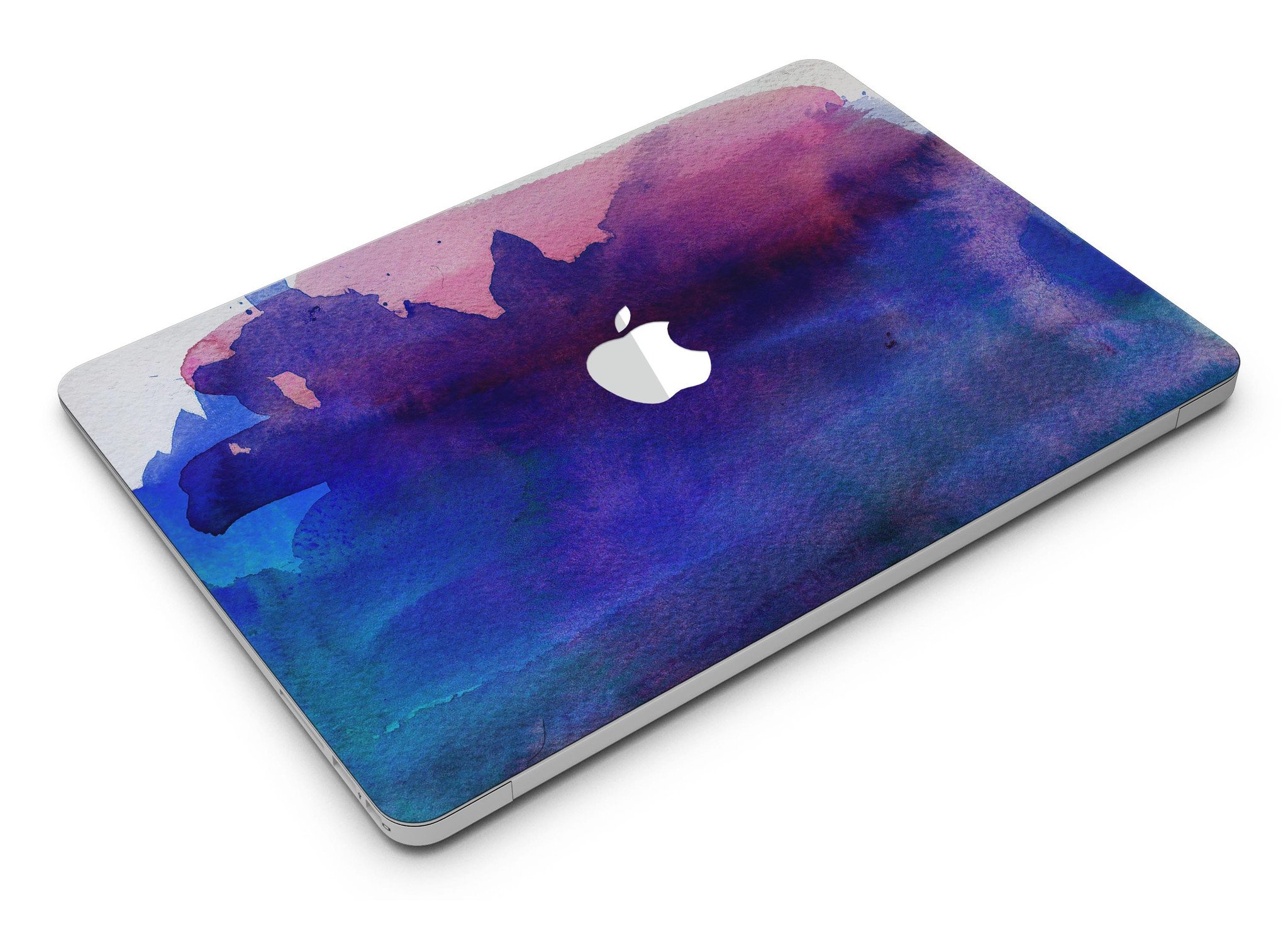 Dark Absorbed Watercolor Texture skin applied on a MacBook Air, showcasing vibrant colors and sleek design.