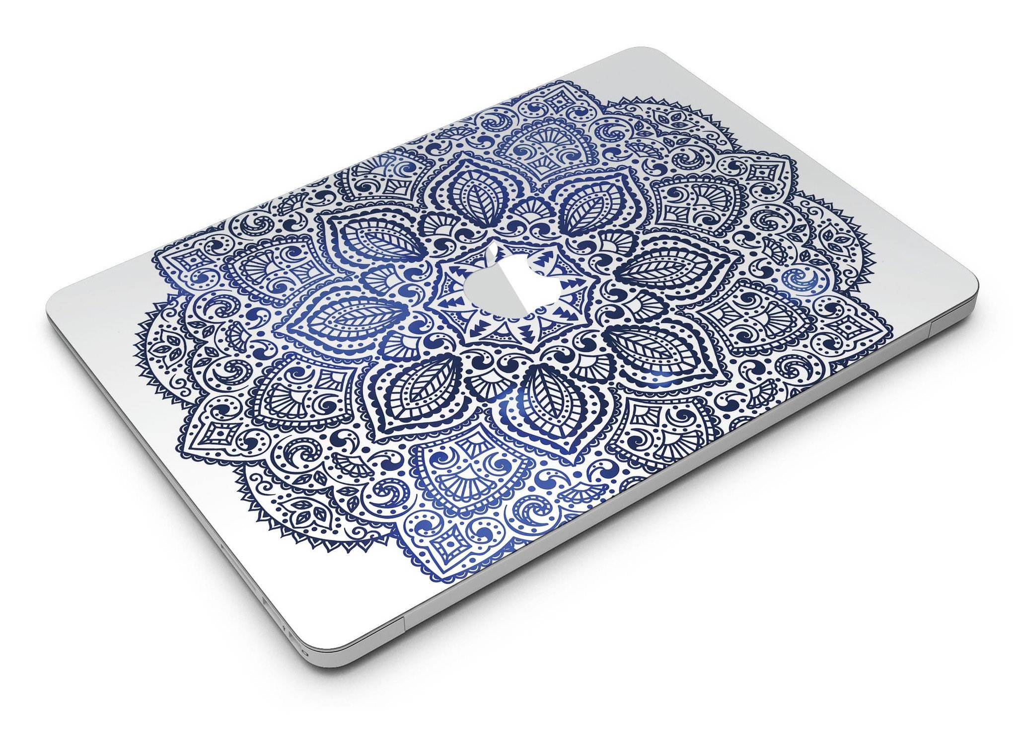 Dark Blue Indian Ornament skin for MacBook Air, showcasing intricate design and premium vinyl material.