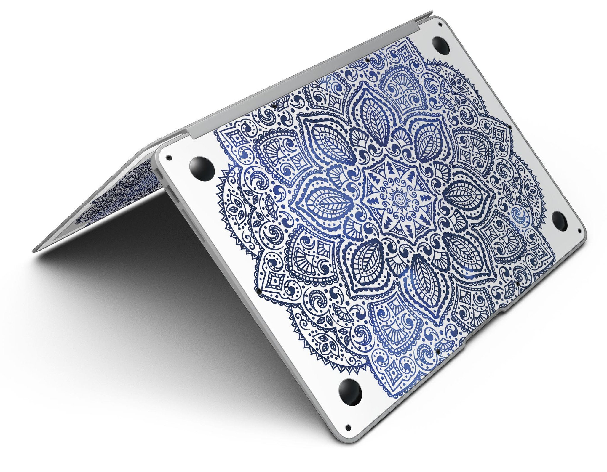 Dark Blue Indian Ornament skin for MacBook Air, showcasing intricate design and premium vinyl material.