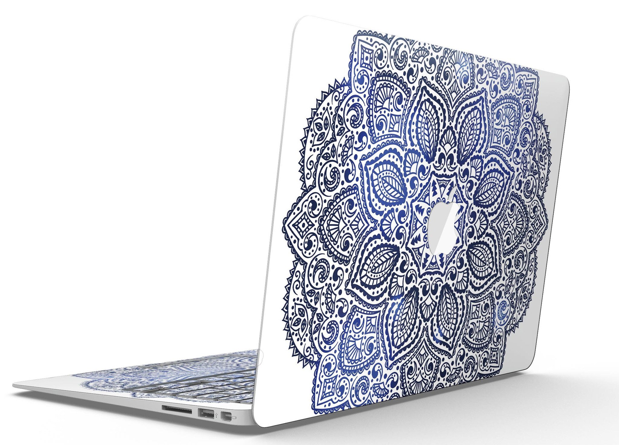 Dark Blue Indian Ornament skin for MacBook Air, showcasing intricate design and premium vinyl material.