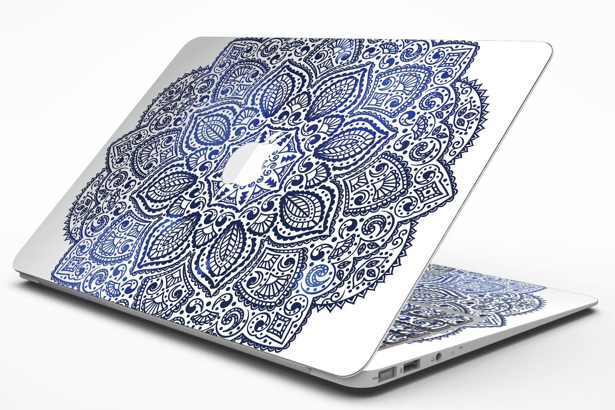 Dark Blue Indian Ornament skin for MacBook Air, showcasing intricate design and premium vinyl material.