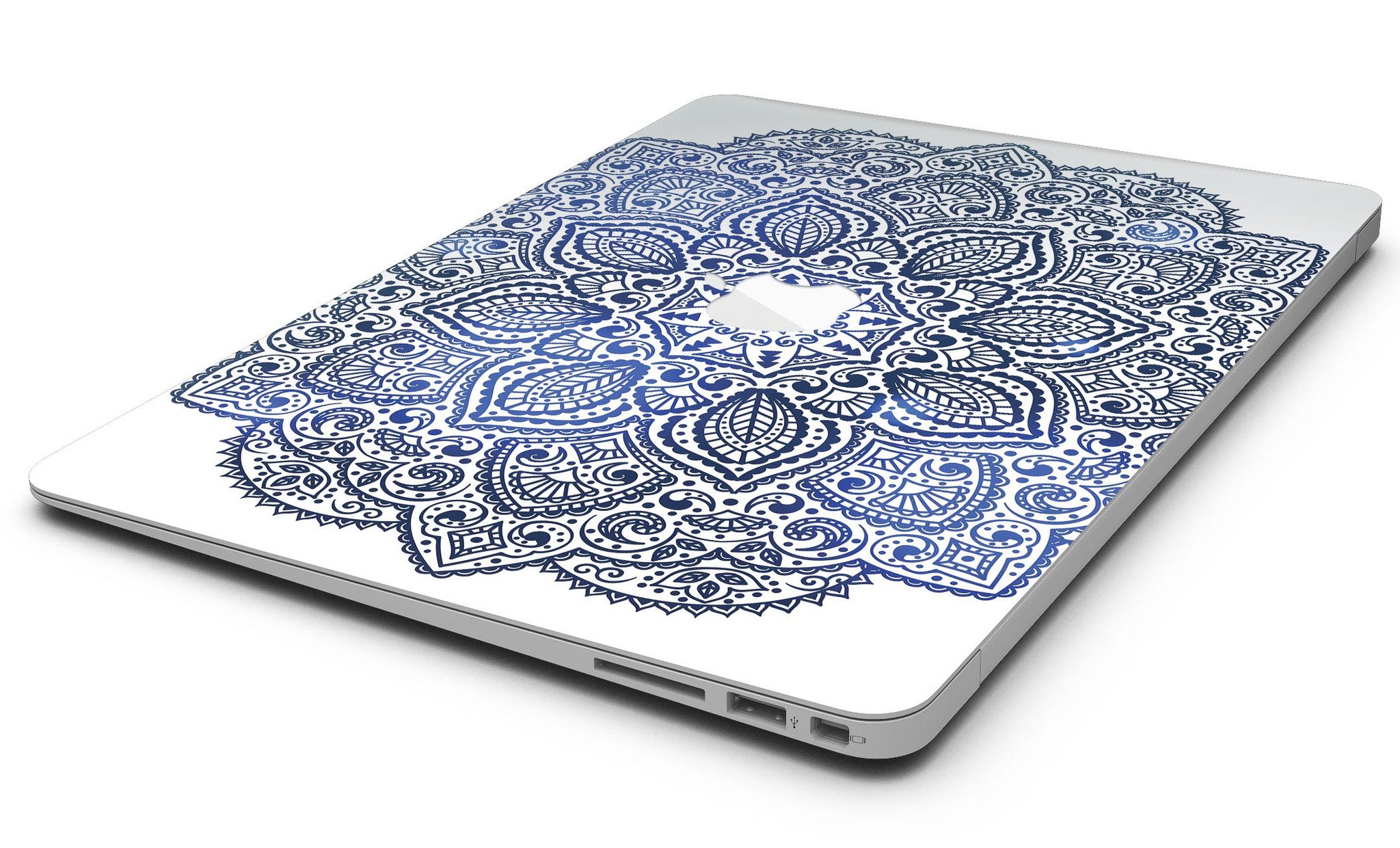 Dark Blue Indian Ornament skin for MacBook Air, showcasing intricate design and premium vinyl material.