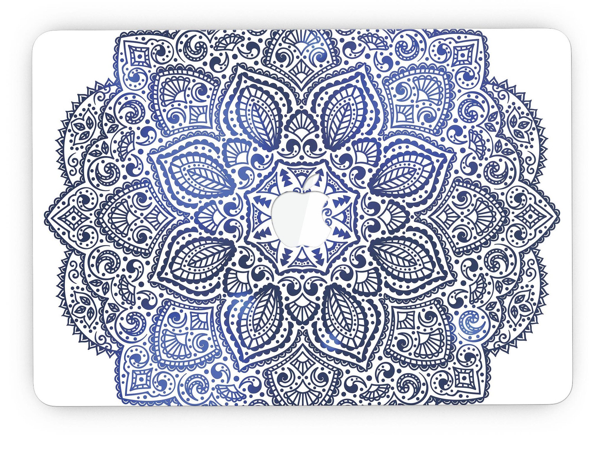 Dark Blue Indian Ornament skin for MacBook Pro with Retina Display, showcasing intricate patterns and vibrant colors.