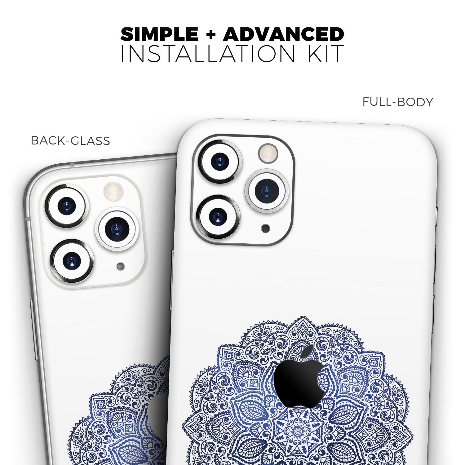 Dark Blue Indian Ornament Skin-Kit for Apple iPhone, showcasing intricate design and premium vinyl material.