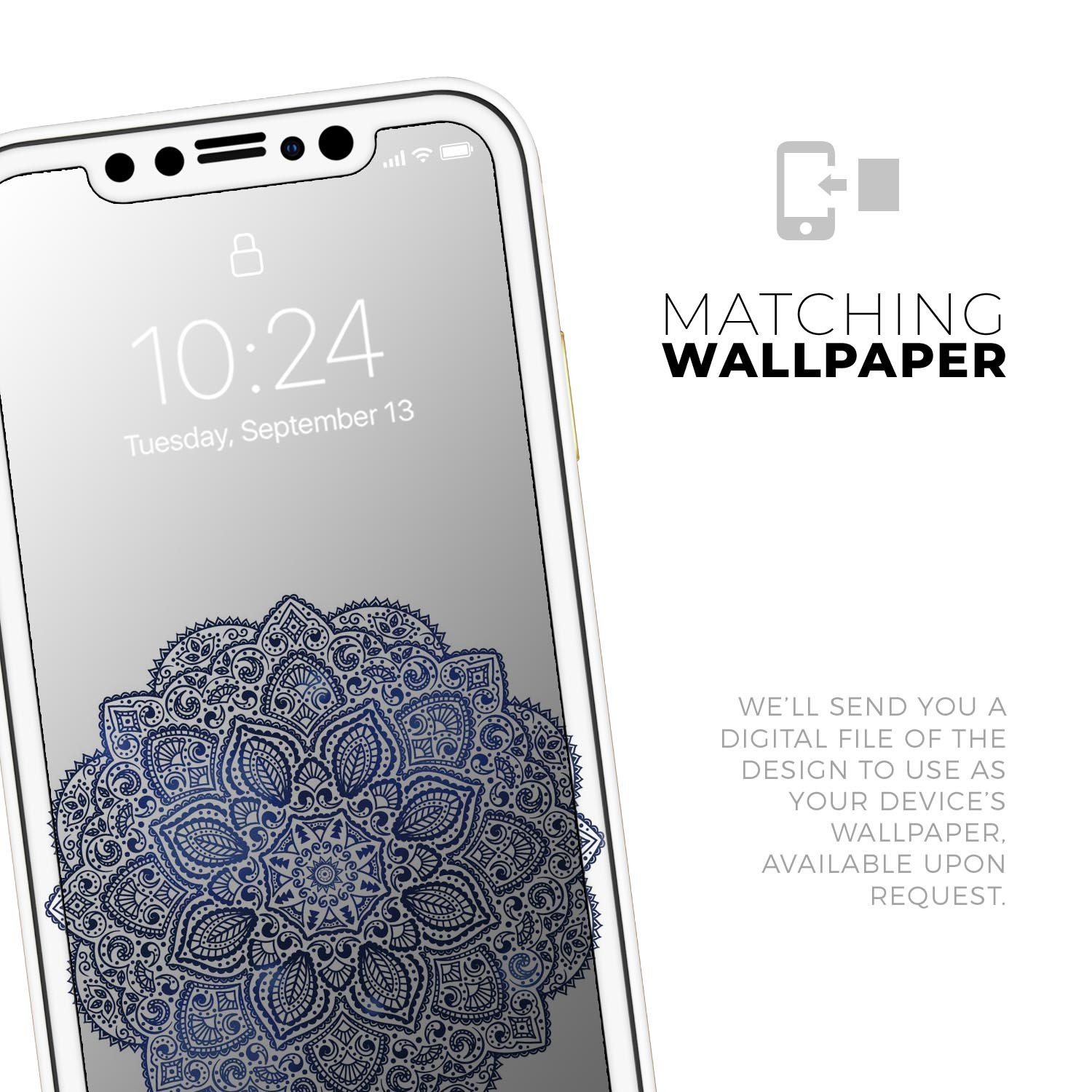 Dark Blue Indian Ornament Skin-Kit for Apple iPhone, showcasing intricate design and premium vinyl material.