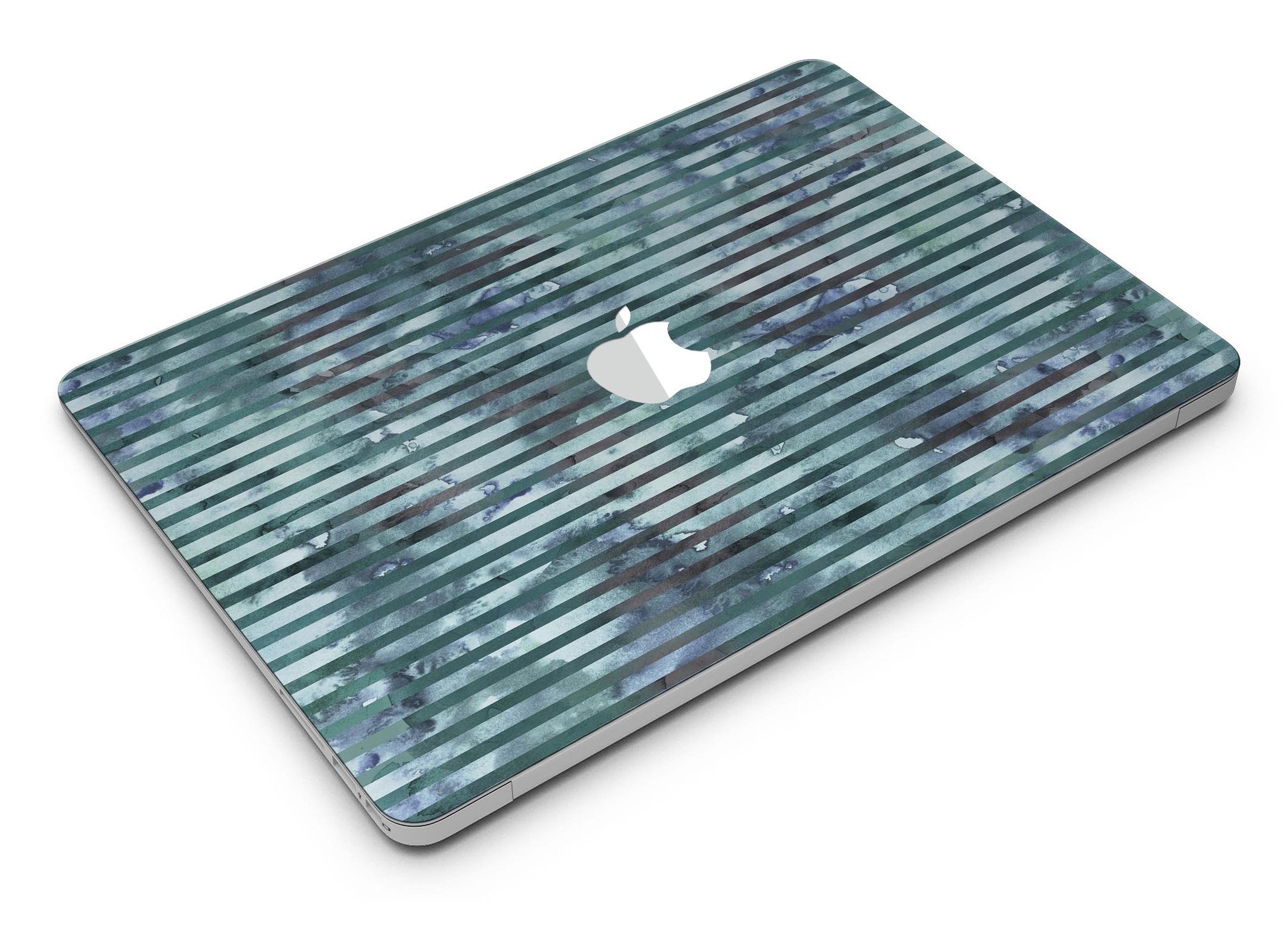 Dark blue watercolor stripes skin for MacBook Air, showcasing a stylish design that protects the device from scratches.