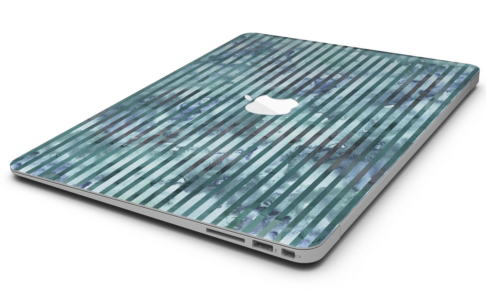 Dark blue watercolor stripes skin for MacBook Air, showcasing a stylish design that protects the device from scratches.