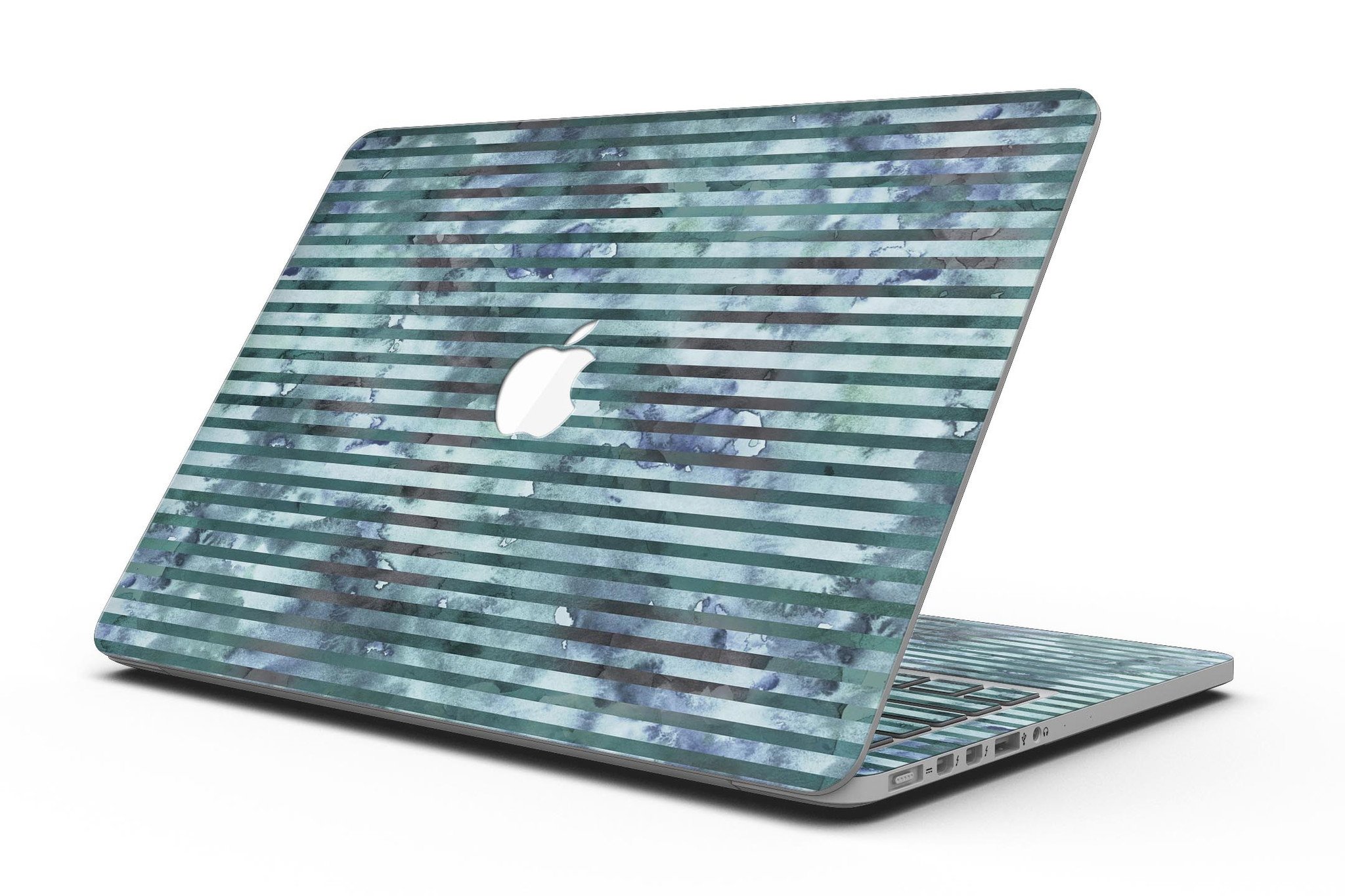 Dark blue watercolor stripes skin for MacBook Pro with Retina Display, showcasing a stylish design that protects the device.