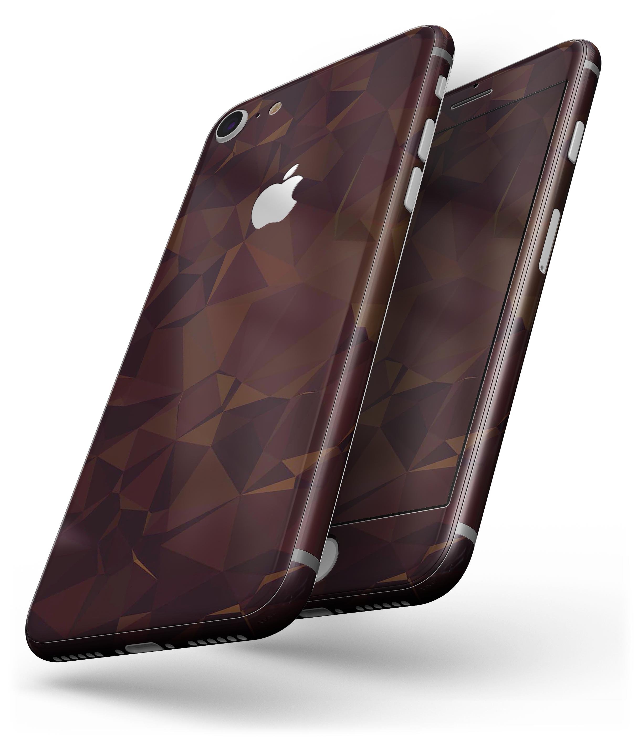 Dark Copper Abstract Geometric Shapes skin for iPhone 8 and 8 Plus, showcasing a stylish geometric design on a sleek device.