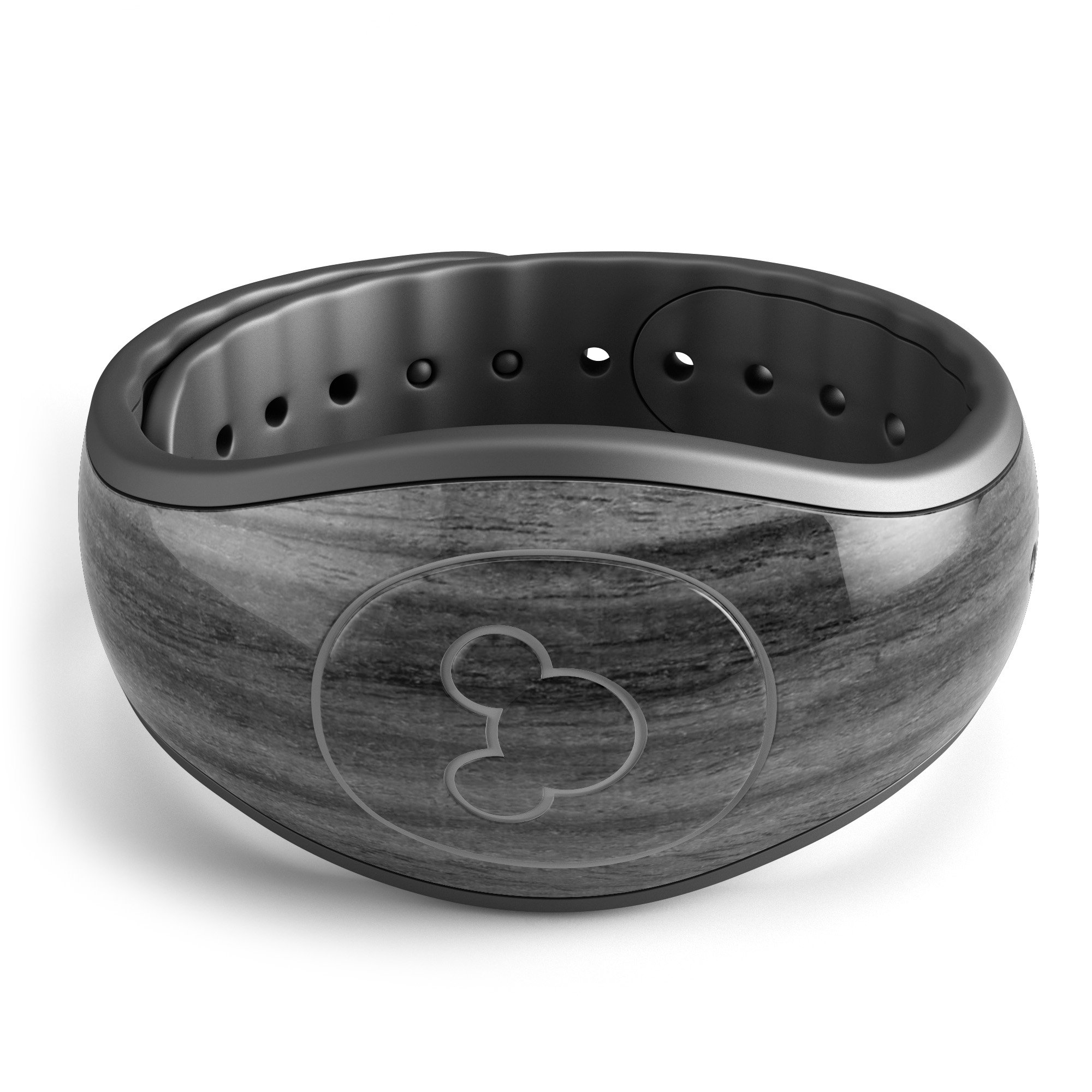 Dark Ebony Woodgrain decal skin wrap kit designed for Disney Magic Band, showcasing a stylish woodgrain finish.