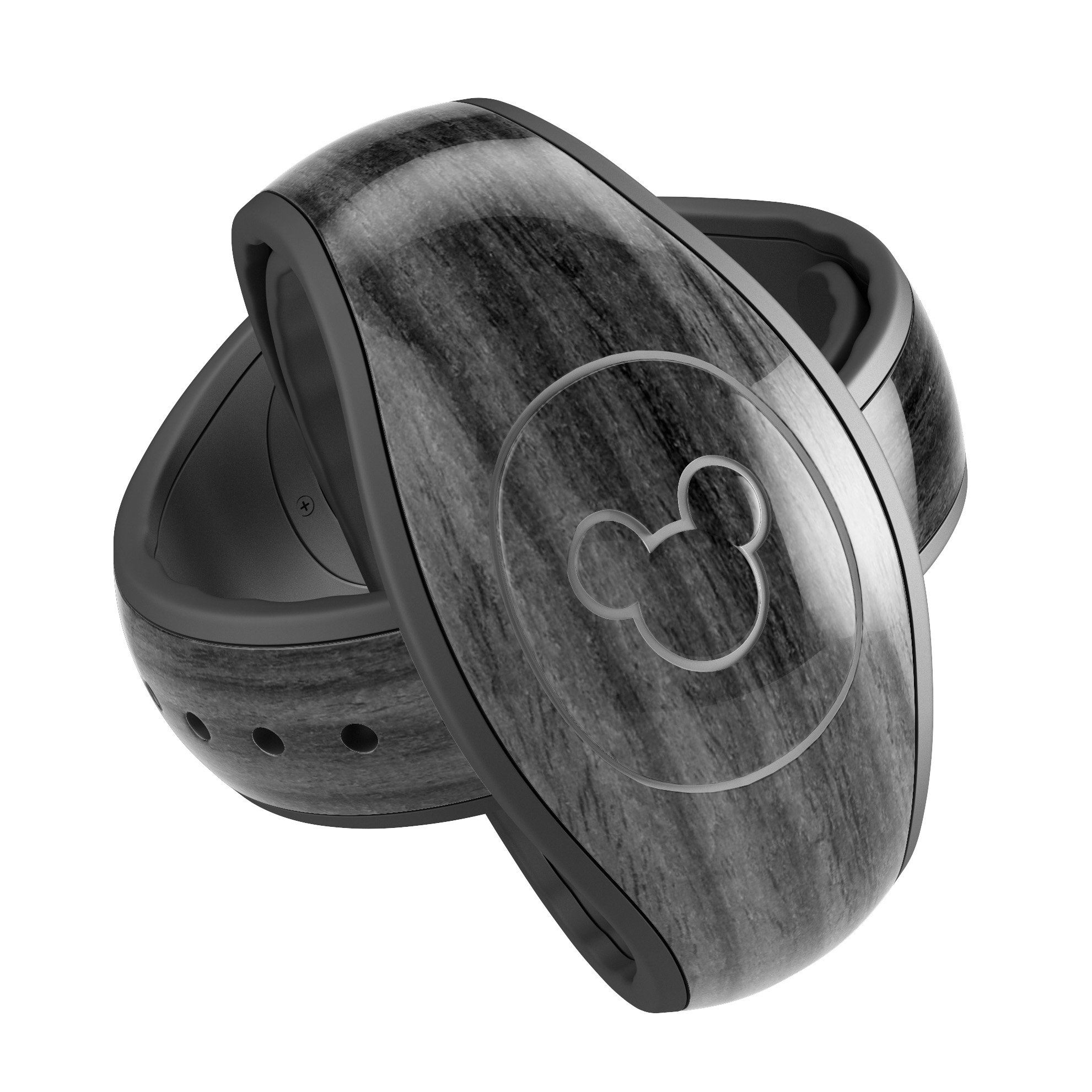 Dark Ebony Woodgrain decal skin wrap kit designed for Disney Magic Band, showcasing a stylish woodgrain finish.