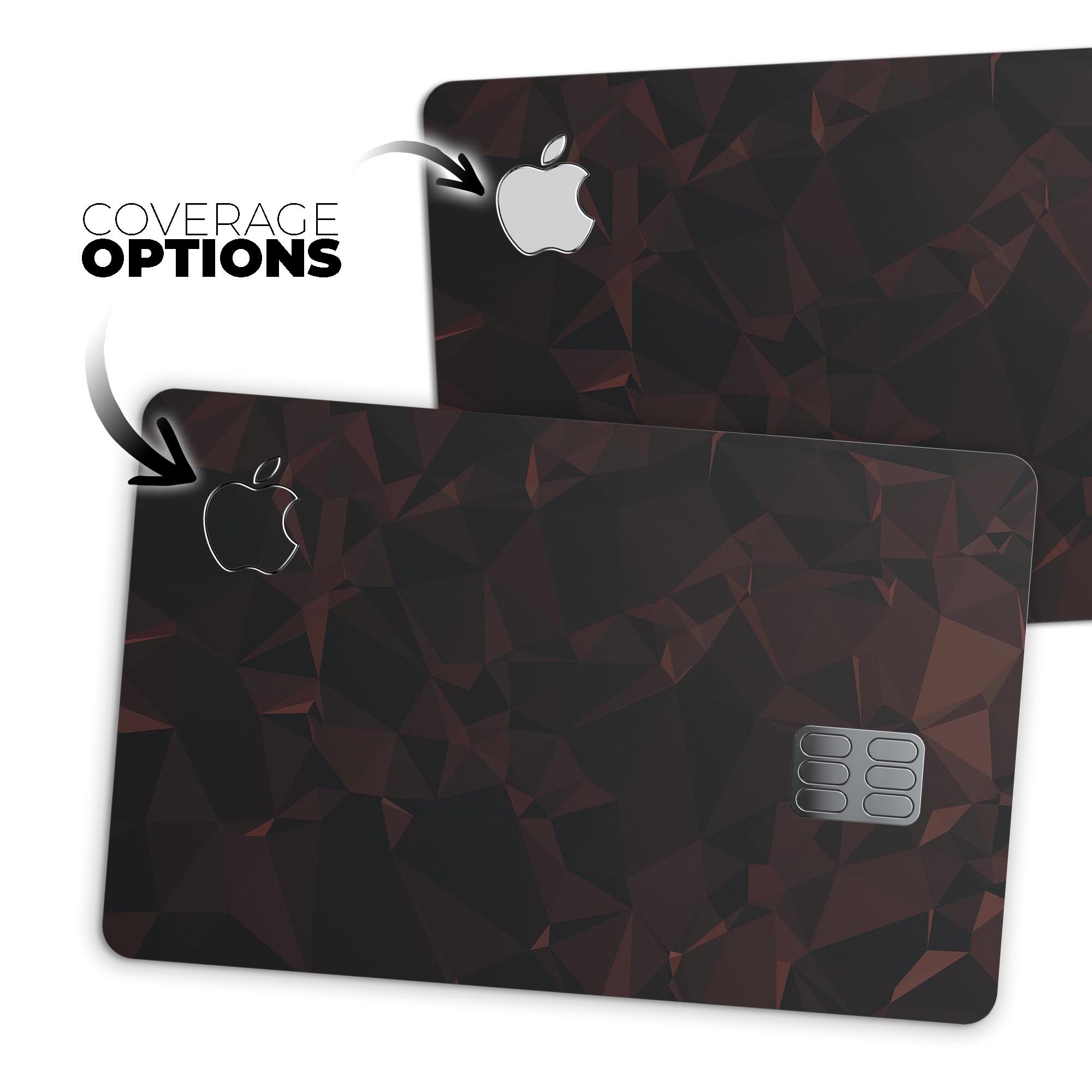 Dark Geometric V1 decal skin kit for Apple Card, showcasing premium vinyl design and protective features.