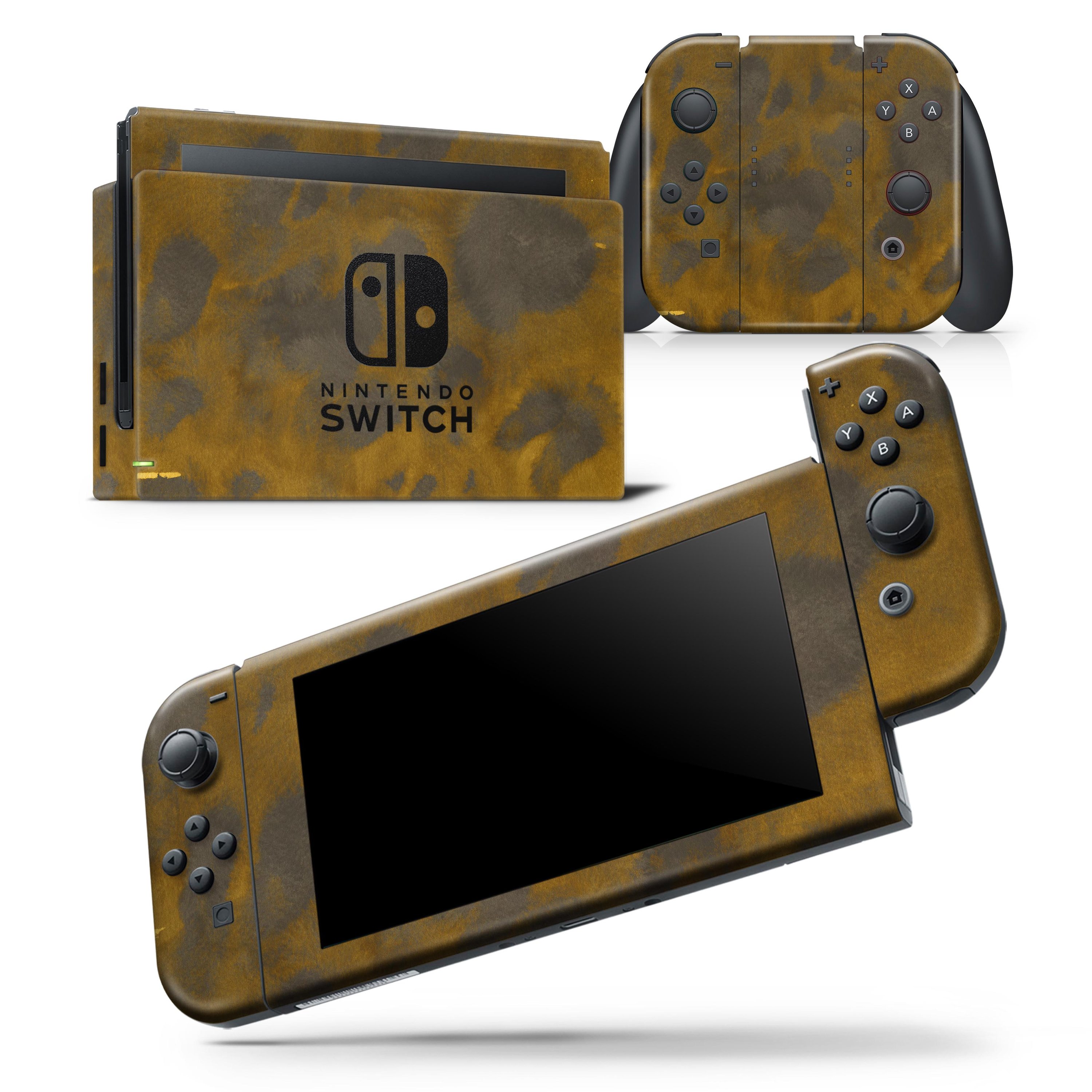 Dark Gold Caverns skin wrap decal for Nintendo Switch Lite, showcasing a unique design that fits snugly on the console and controllers.