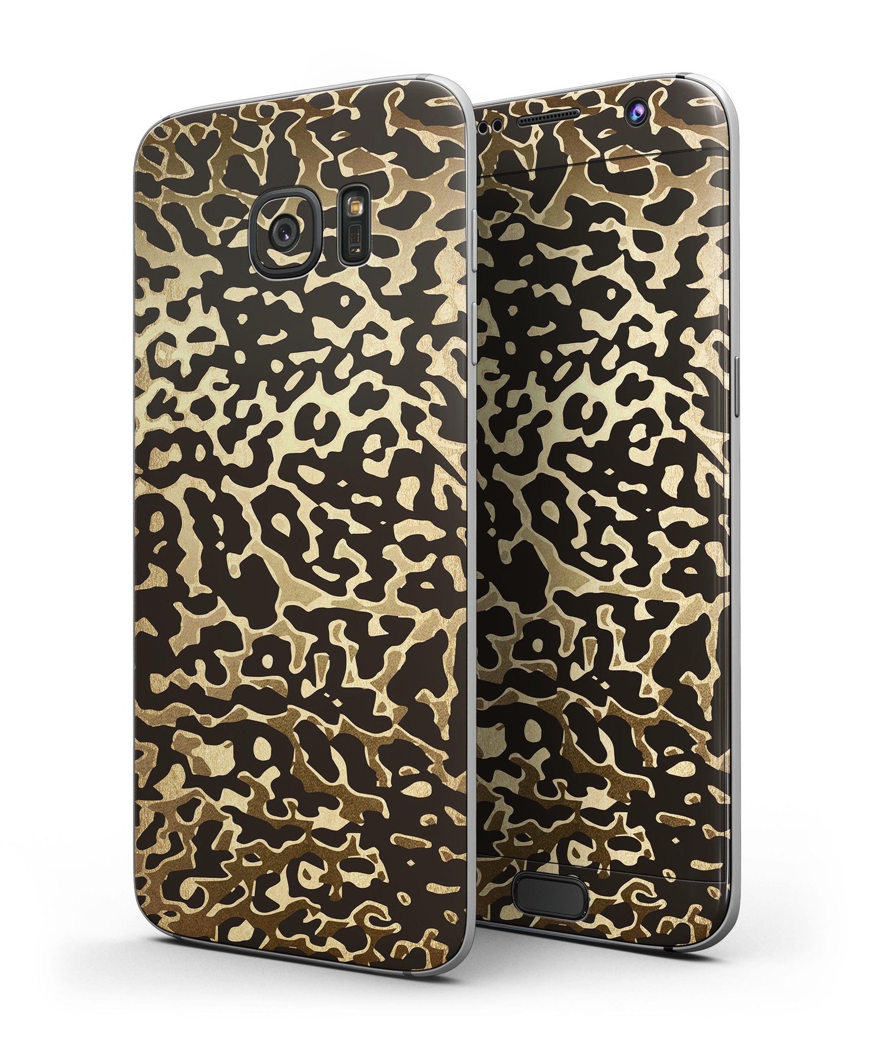 Dark Gold Flaked Animal v1 Full Body Skin-Kit for Samsung Galaxy S7 and S7 Edge, showcasing a stylish design and premium vinyl material.