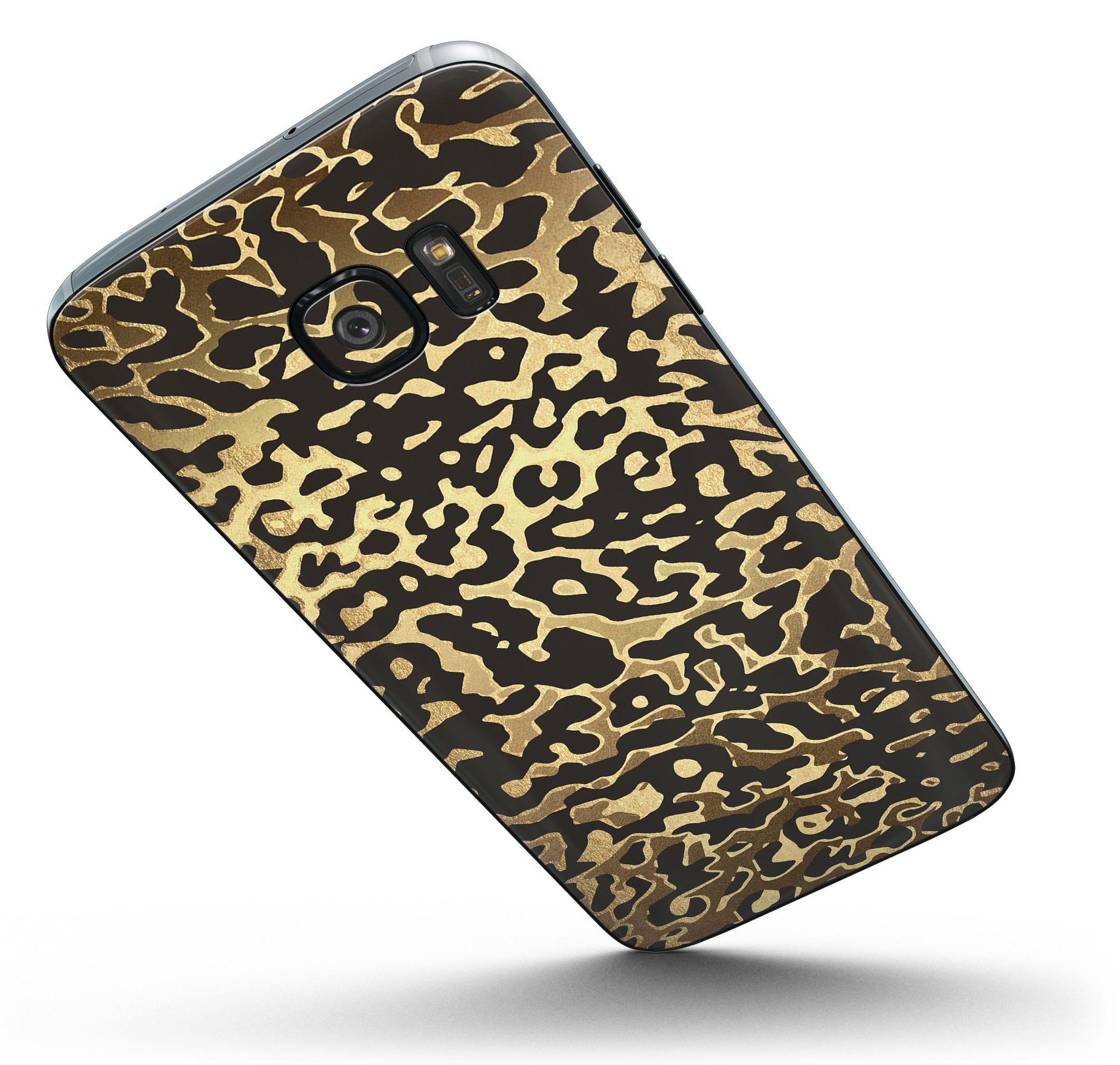 Dark Gold Flaked Animal v1 Full Body Skin-Kit for Samsung Galaxy S7 and S7 Edge, showcasing a stylish design and premium vinyl material.