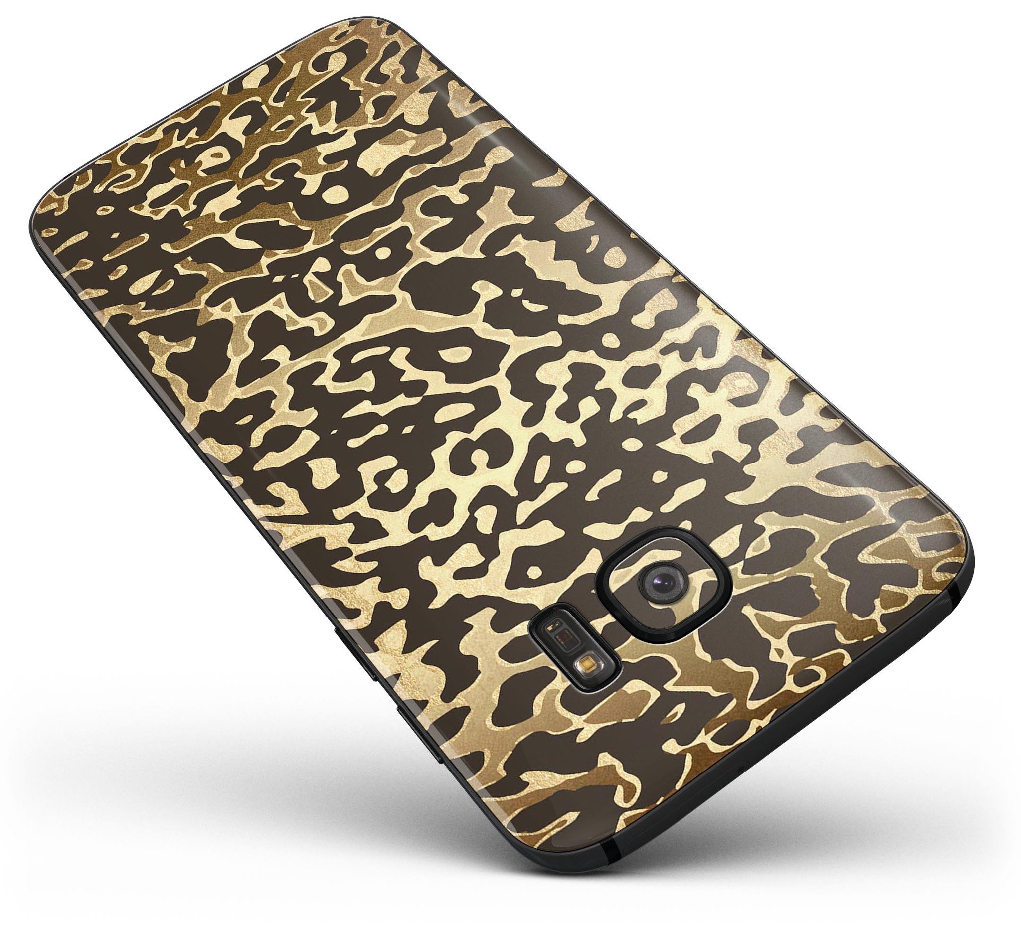 Dark Gold Flaked Animal v1 Full Body Skin-Kit for Samsung Galaxy S7 and S7 Edge, showcasing a stylish design and premium vinyl material.