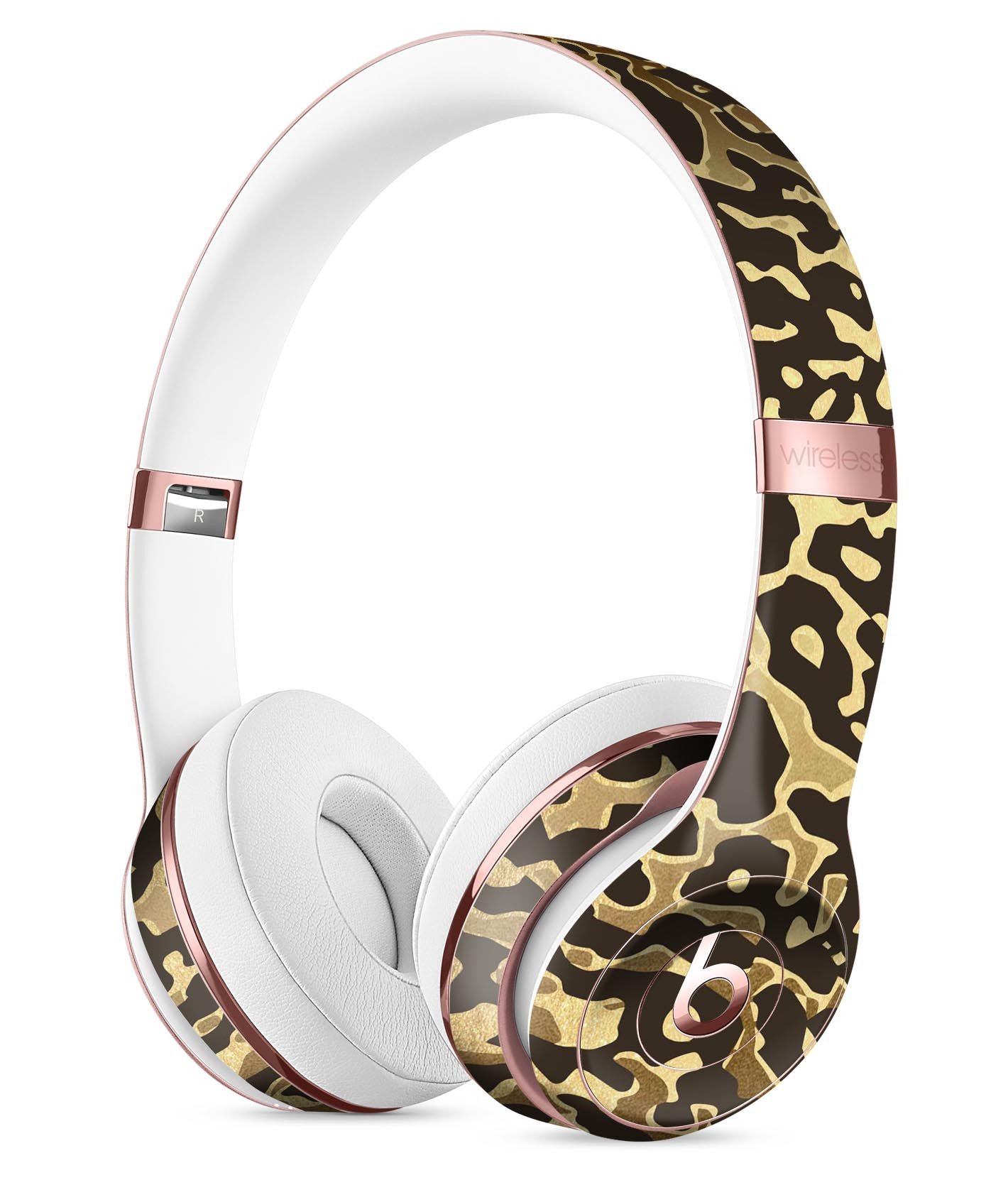 Dark Gold Flaked Full-Body Skin Kit for Beats by Dre Solo 3 Wireless Headphones, showcasing a stylish design and premium vinyl material.