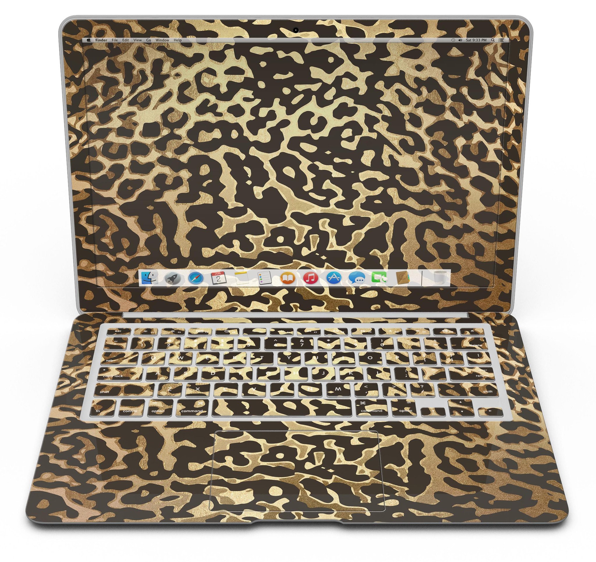 Dark Gold Flaked Animal v1 MacBook Air Skin Kit showcasing a stylish design with premium vinyl material.