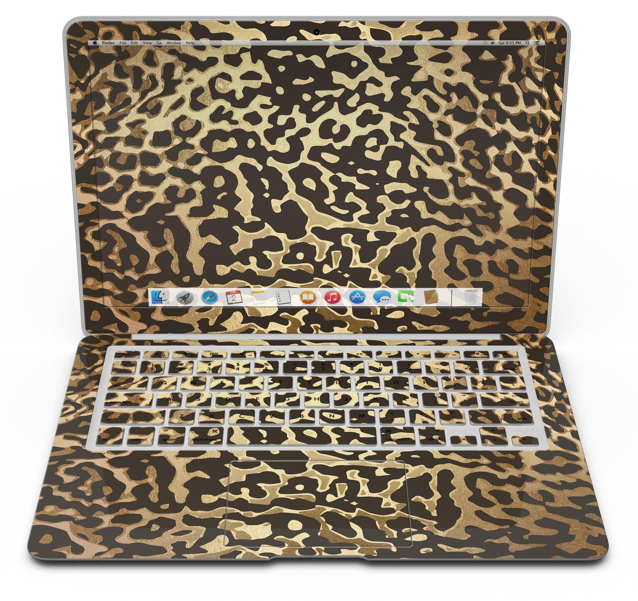 Dark Gold Flaked Animal v1 MacBook Air Skin Kit showcasing a stylish design with premium vinyl material.