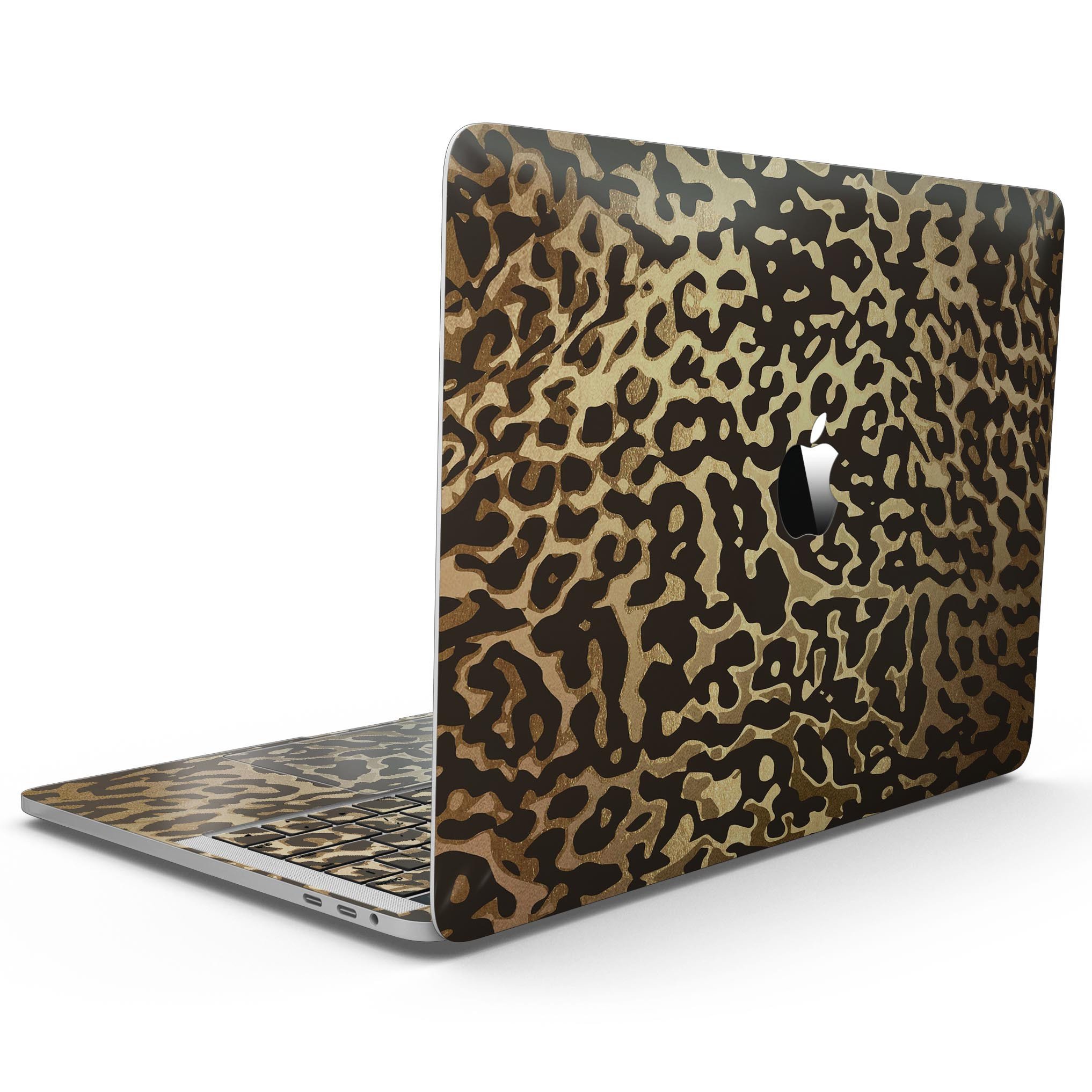 Dark Gold Flaked Animal v1 Skin Kit for MacBook Pro with Touch Bar, showcasing a stylish design and premium vinyl material.