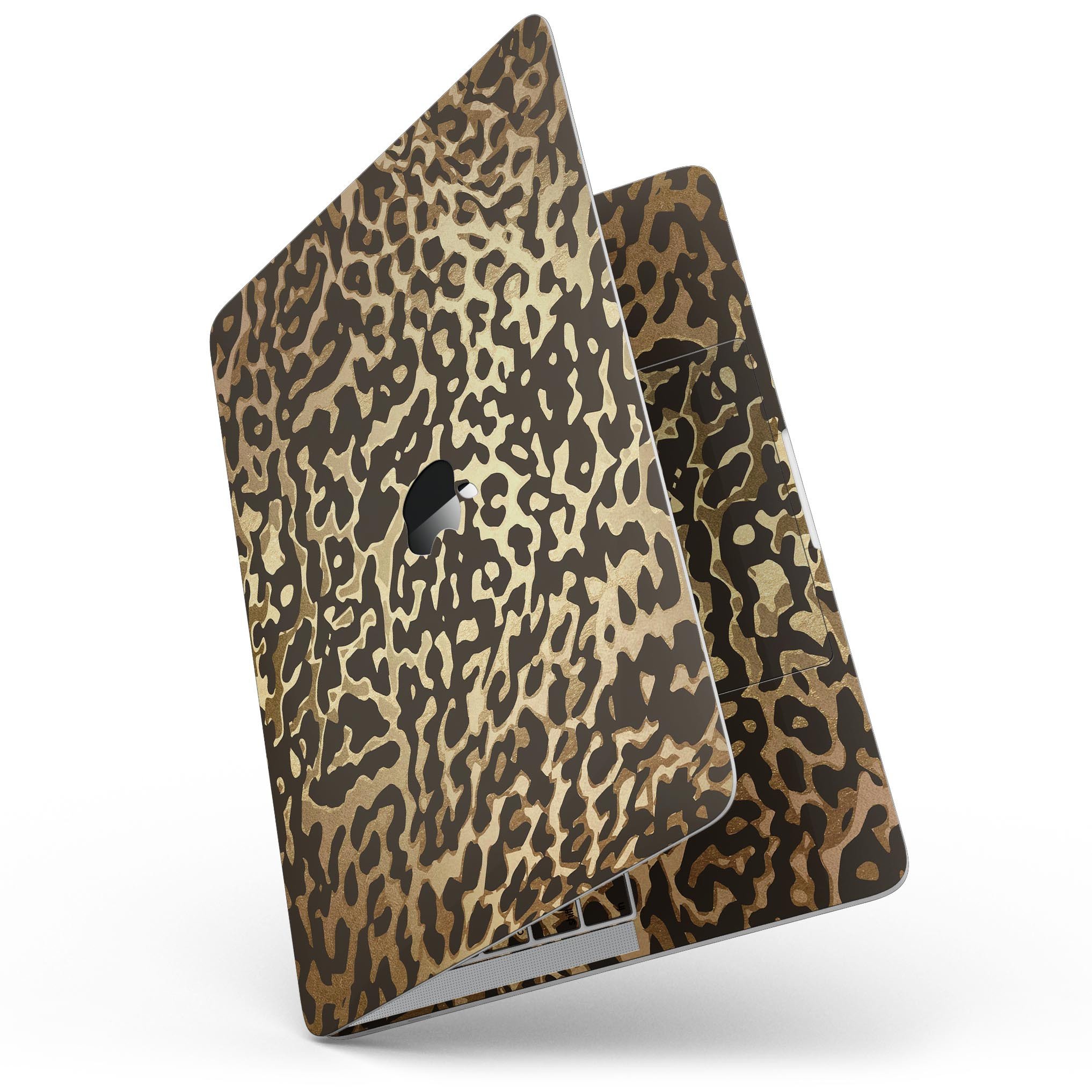 Dark Gold Flaked Animal v1 Skin Kit for MacBook Pro with Touch Bar, showcasing a stylish design and premium vinyl material.