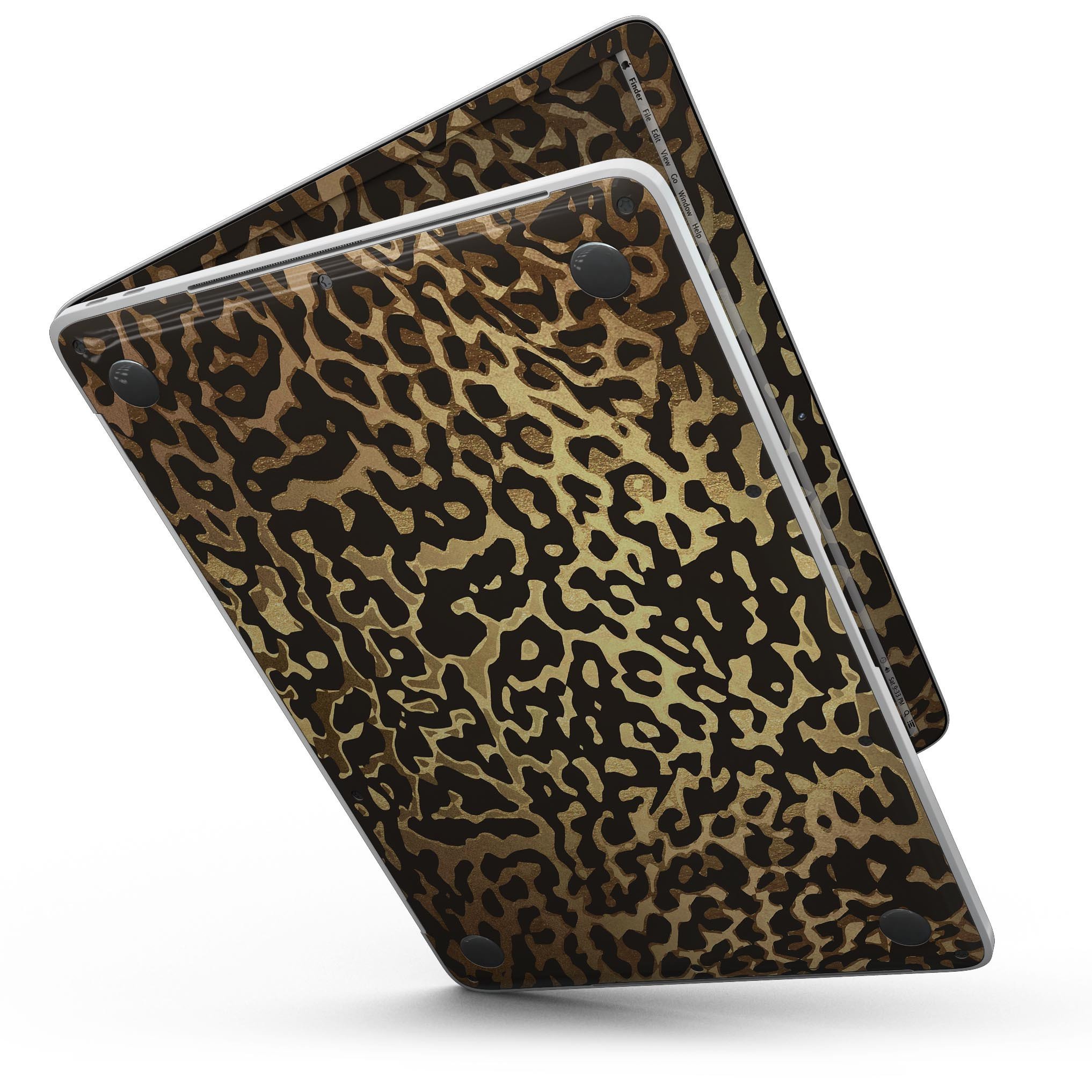 Dark Gold Flaked Animal v1 Skin Kit for MacBook Pro with Touch Bar, showcasing a stylish design and premium vinyl material.