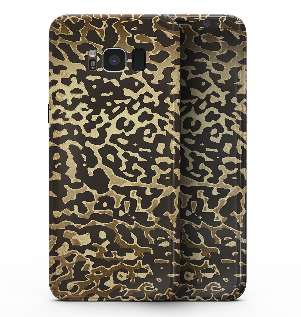 Dark Gold Flaked Animal skin kit for Samsung Galaxy S8, showcasing its premium vinyl texture and stylish design.