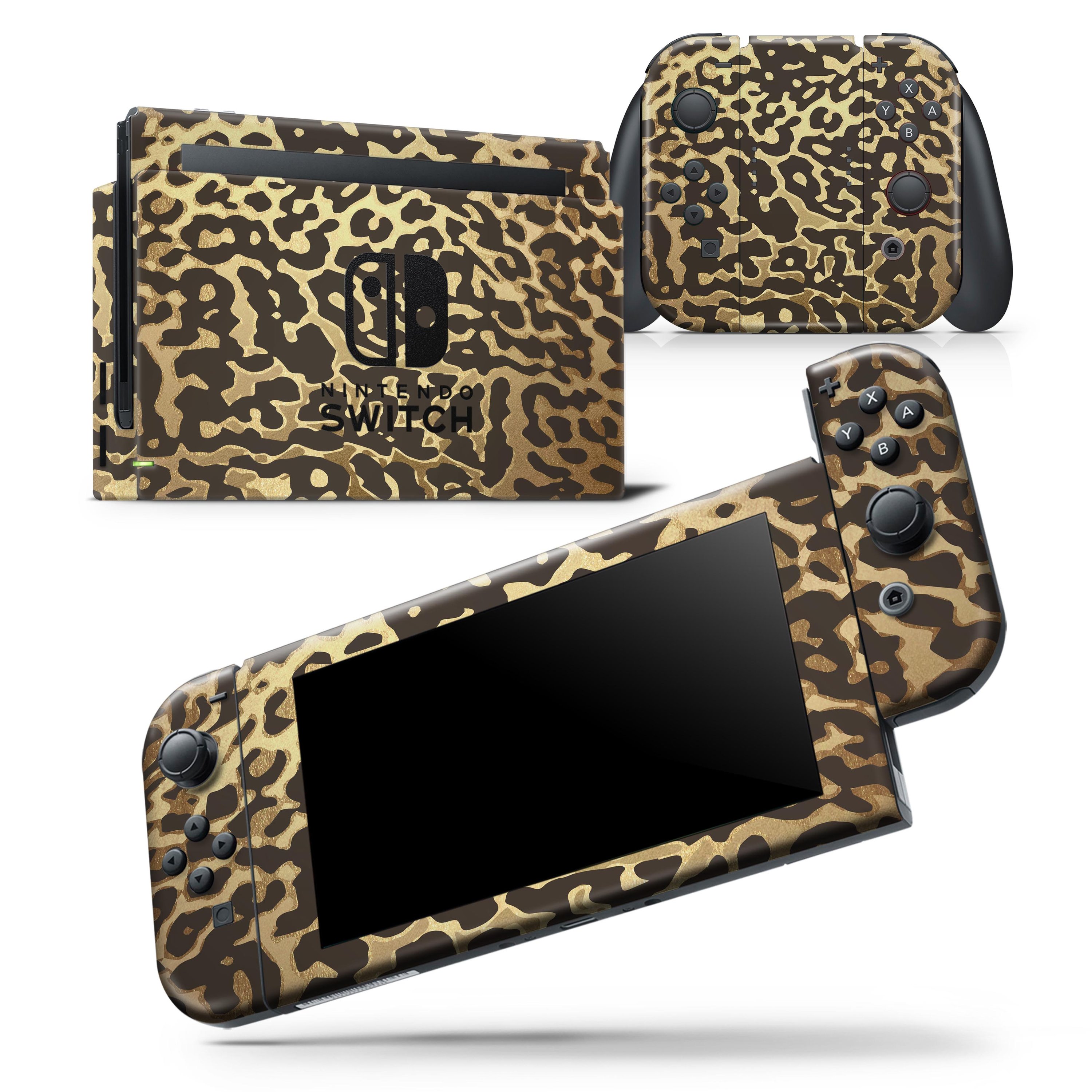 Dark Gold Flaked Skin Wrap Decal for Nintendo Switch Lite, showcasing a sleek design that fits snugly on the console and controllers.