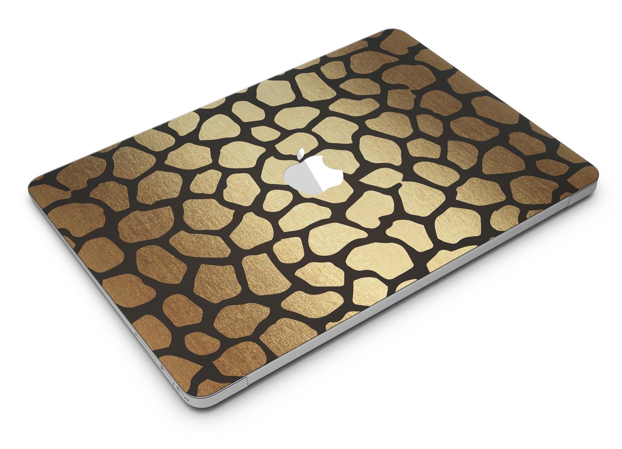 Dark Gold Flaked Animal v2 MacBook Air Skin Kit showcasing premium vinyl design with gold flakes.