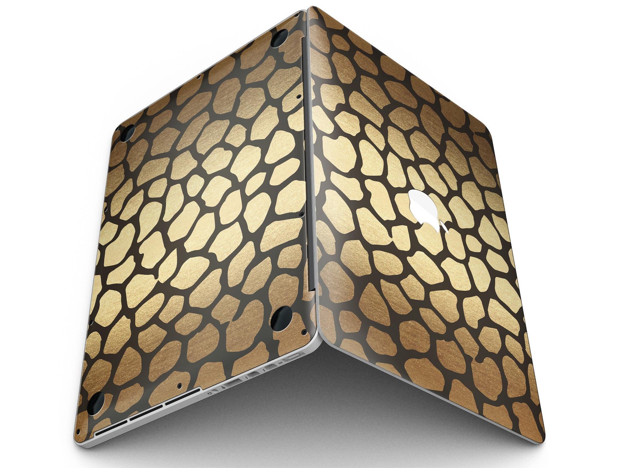 Dark Gold Flaked Animal v2 skin for MacBook Pro with Retina Display, showcasing a stylish design that protects the device.