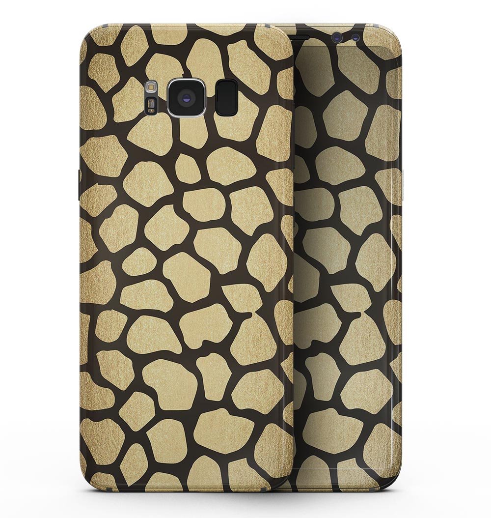 Dark Gold Flaked Animal v2 skin kit for Samsung Galaxy S8, showcasing a stylish design with premium vinyl material.