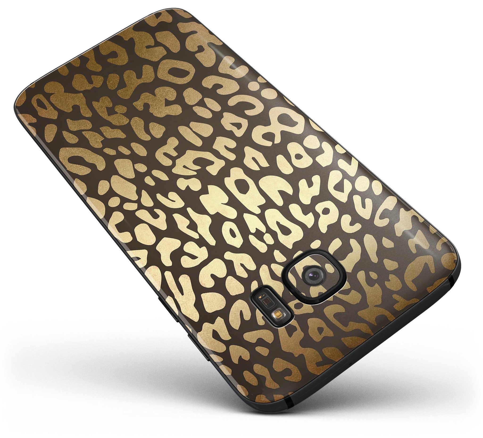 Dark Gold Flaked Animal v3 Full Body Skin-Kit for Samsung Galaxy S7 and S7 Edge, showcasing premium vinyl design and finishes.