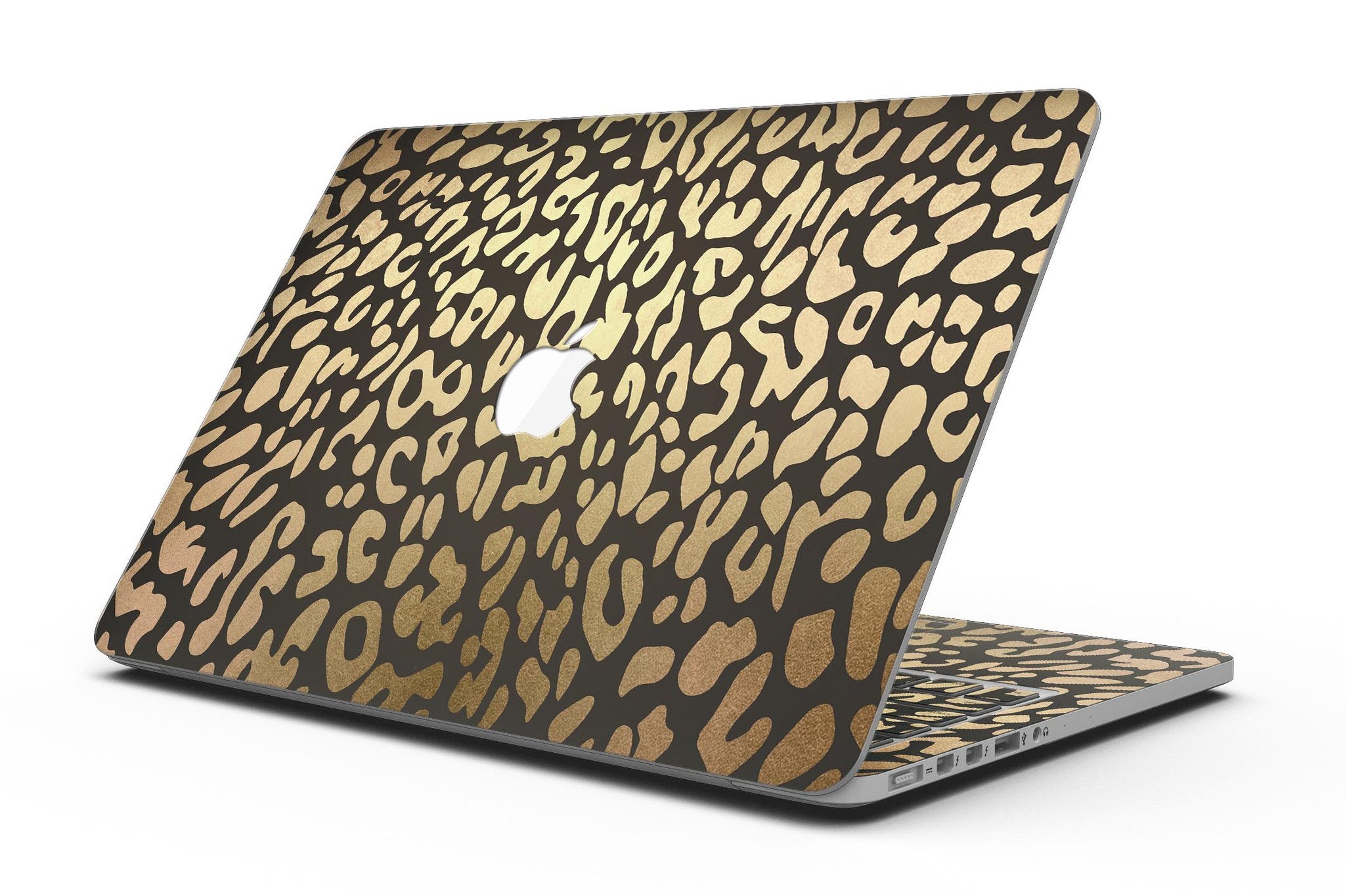 Dark Gold Flaked Animal v3 skin for MacBook Pro with Retina Display, showcasing a stylish design that protects the device.