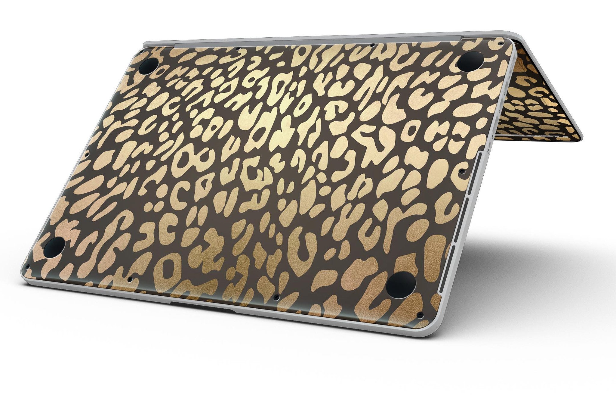 Dark Gold Flaked Animal v3 skin for MacBook Pro with Retina Display, showcasing a stylish design that protects the device.