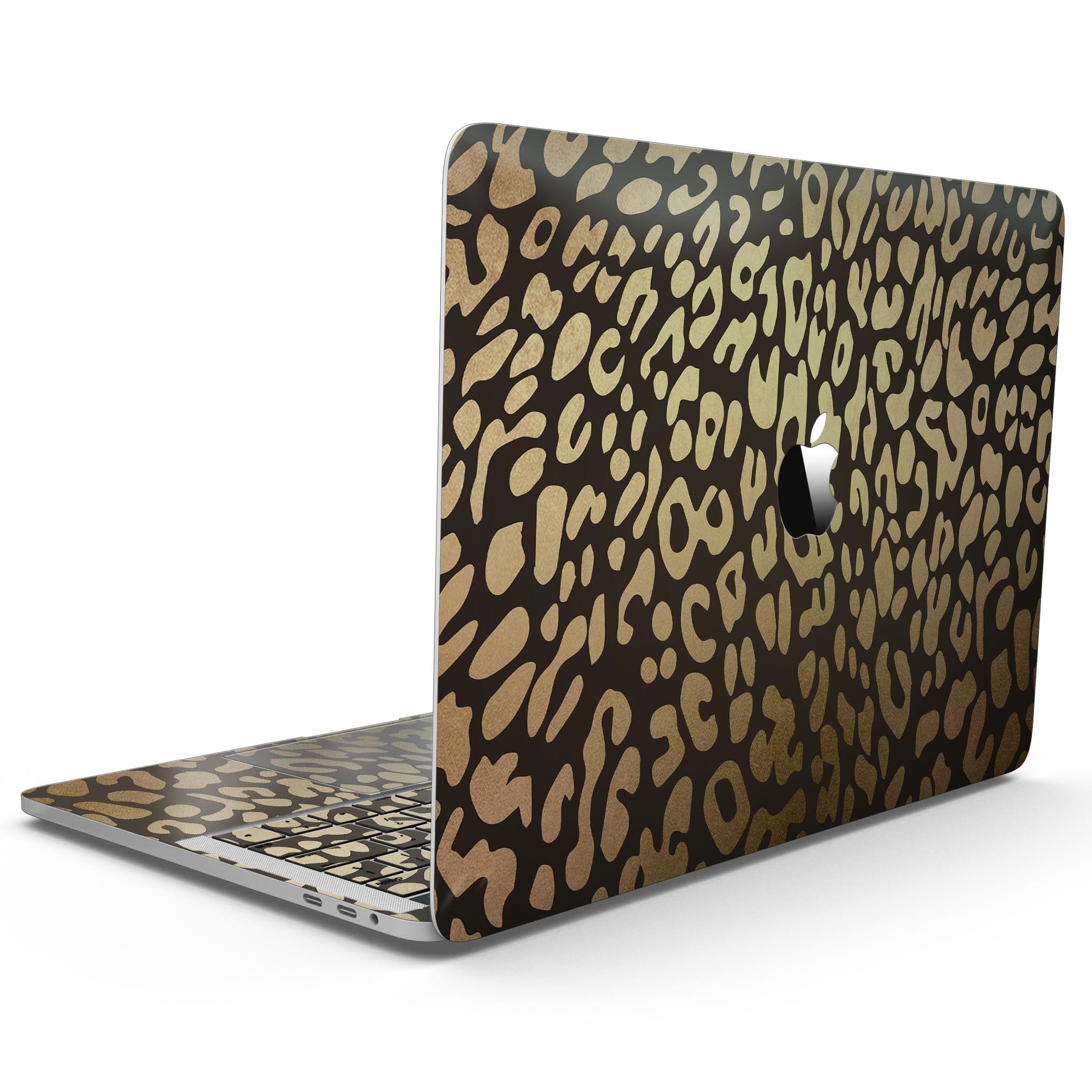 Dark Gold Flaked Skin Kit for MacBook Pro with Touch Bar, showcasing a stylish design with premium vinyl material.