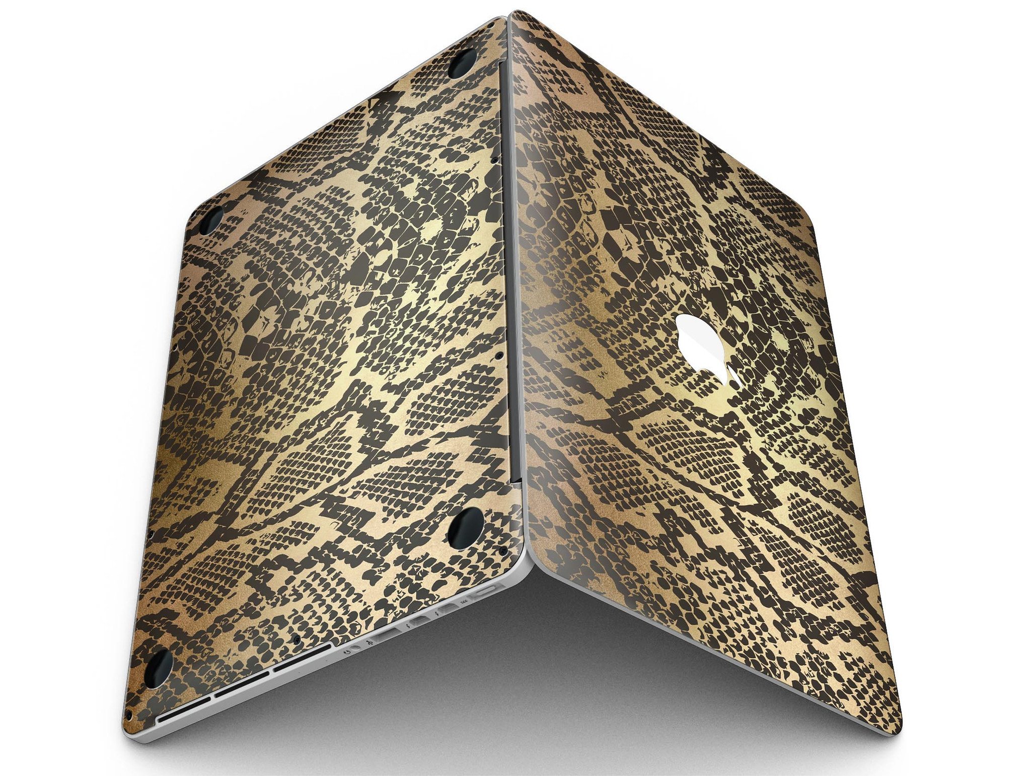 Dark Gold Flaked Animal v4 skin for MacBook Pro with Retina Display, showcasing a stylish design that protects the device.