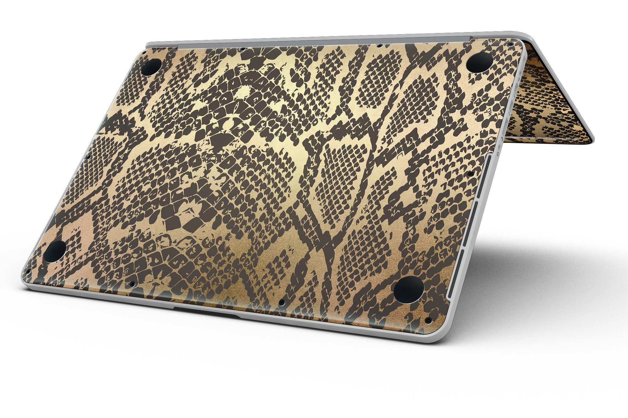 Dark Gold Flaked Animal v4 skin for MacBook Pro with Retina Display, showcasing a stylish design that protects the device.