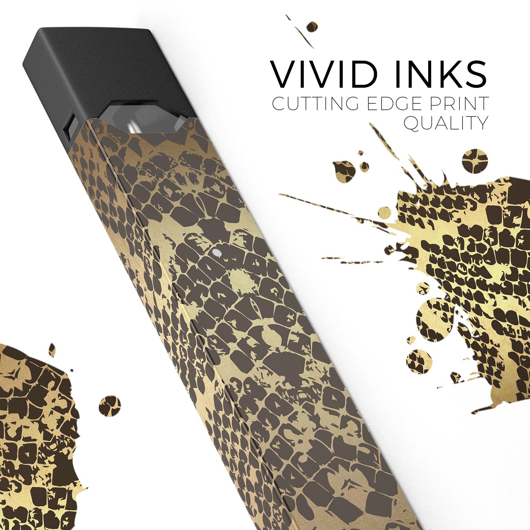 Dark Gold Flaked Animal v4 skin wrap for JUUL device, showcasing a stylish design with premium finish.