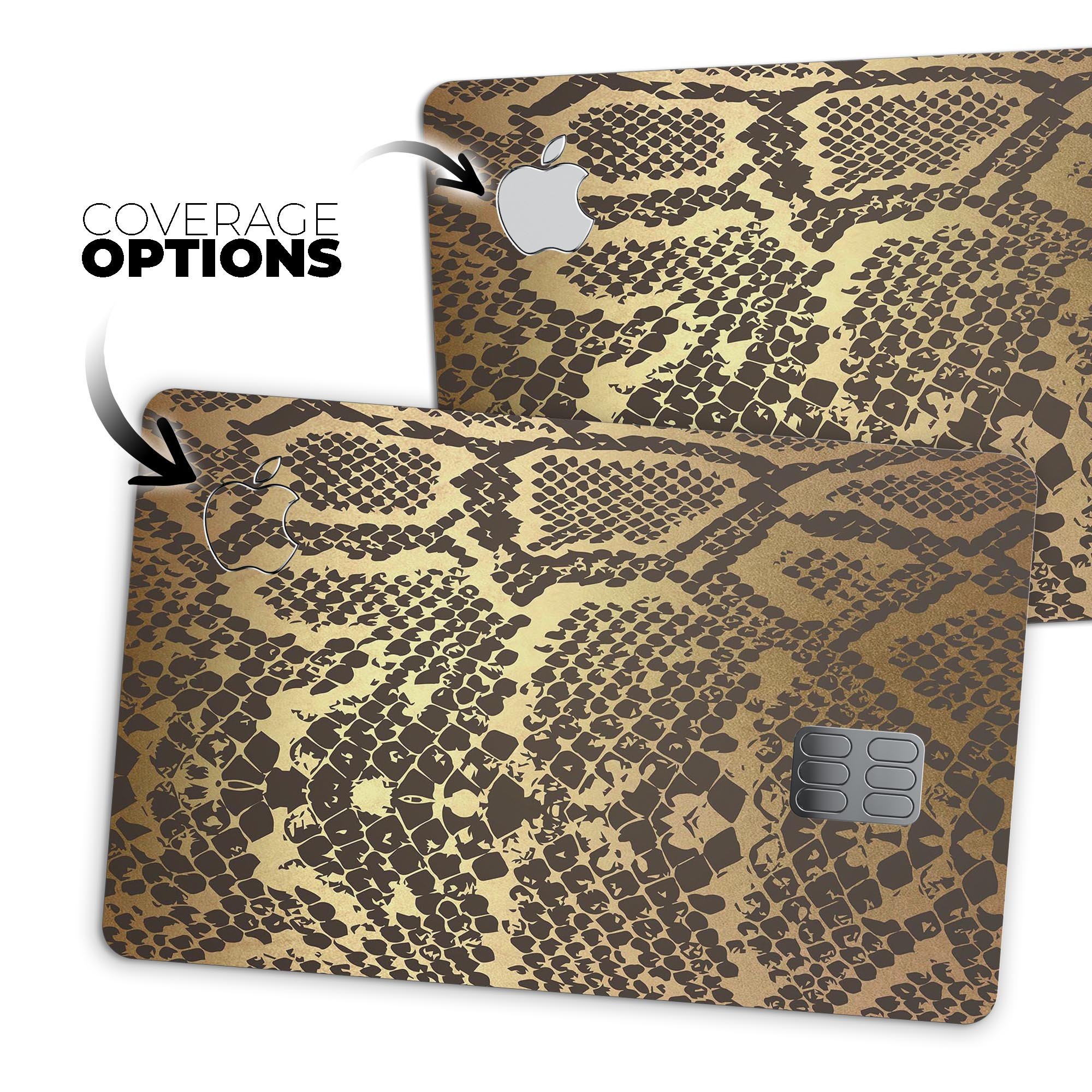 Dark Gold Flaked Animal v4 skin kit for Apple Card, showcasing premium vinyl design and finishes.