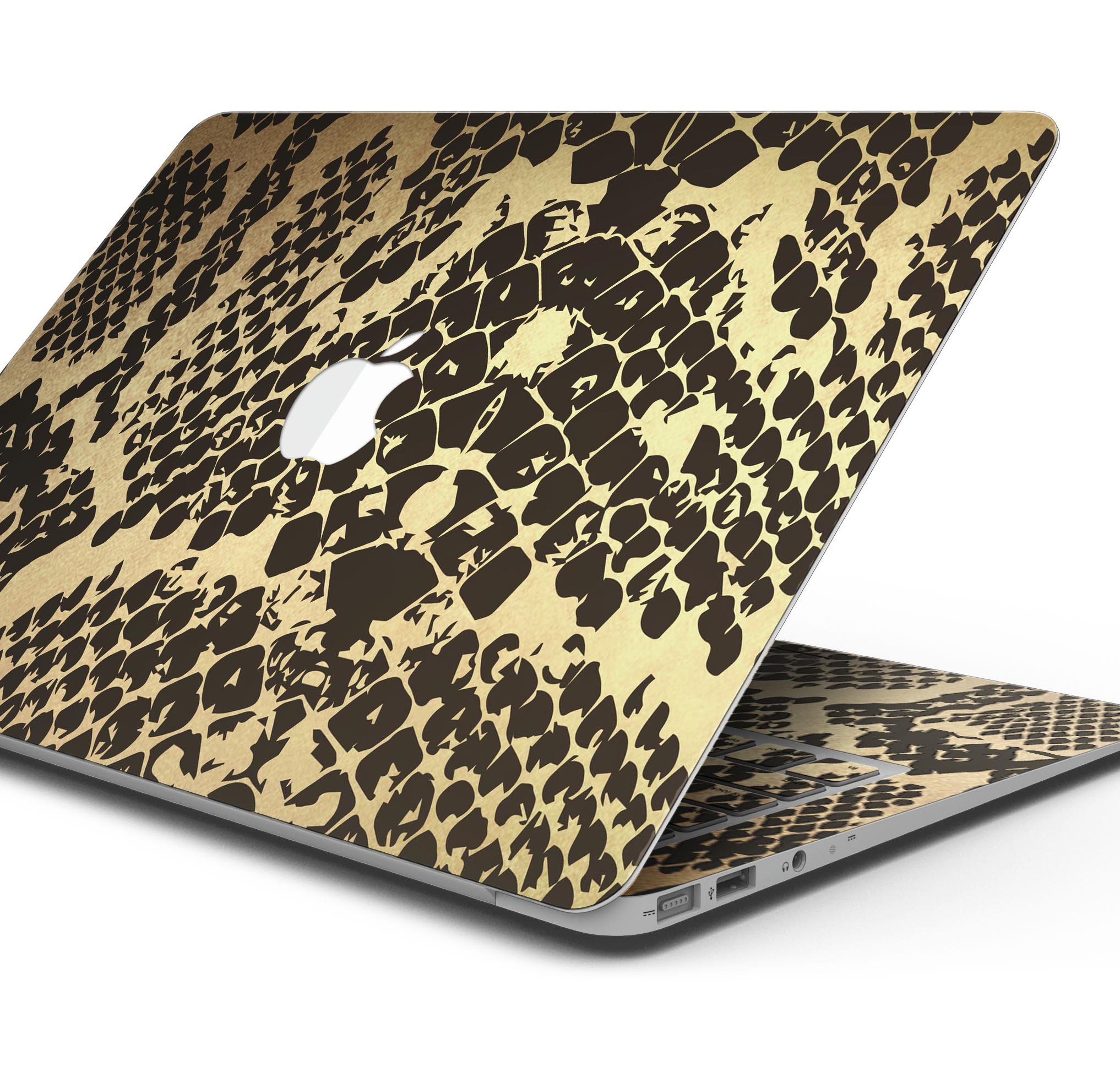 Dark Gold Flaked Animal v4 Skin Decal Wrap Kit for MacBook, showcasing a stylish design with a premium vinyl finish.